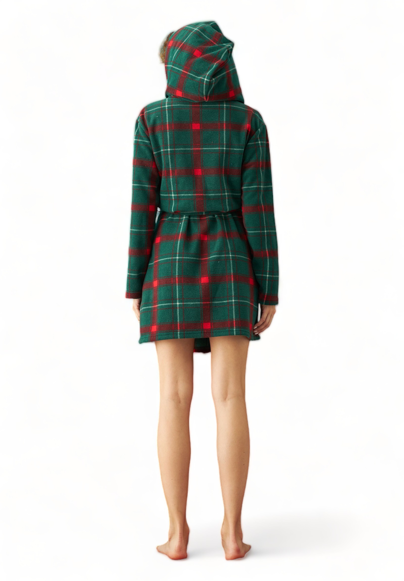 Ρόμπα γυναικεία Fleece Siyah Inci Καρώ Πράσινο SI23238002-Πράσινο φωτογραφία