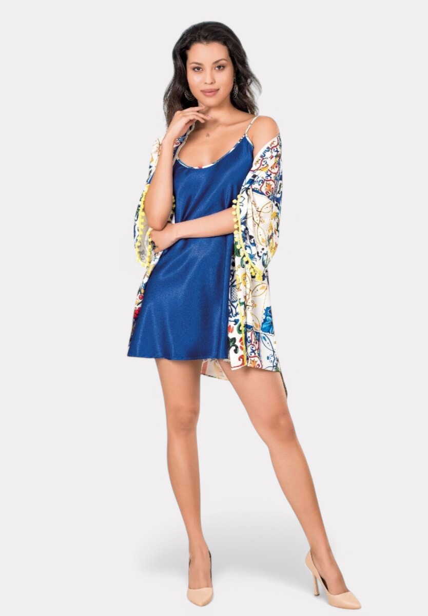 Σετ Ρόμπα - Νυχτικό σατέν Moongirl Queen Blue MG237-Μπλε φωτογραφία