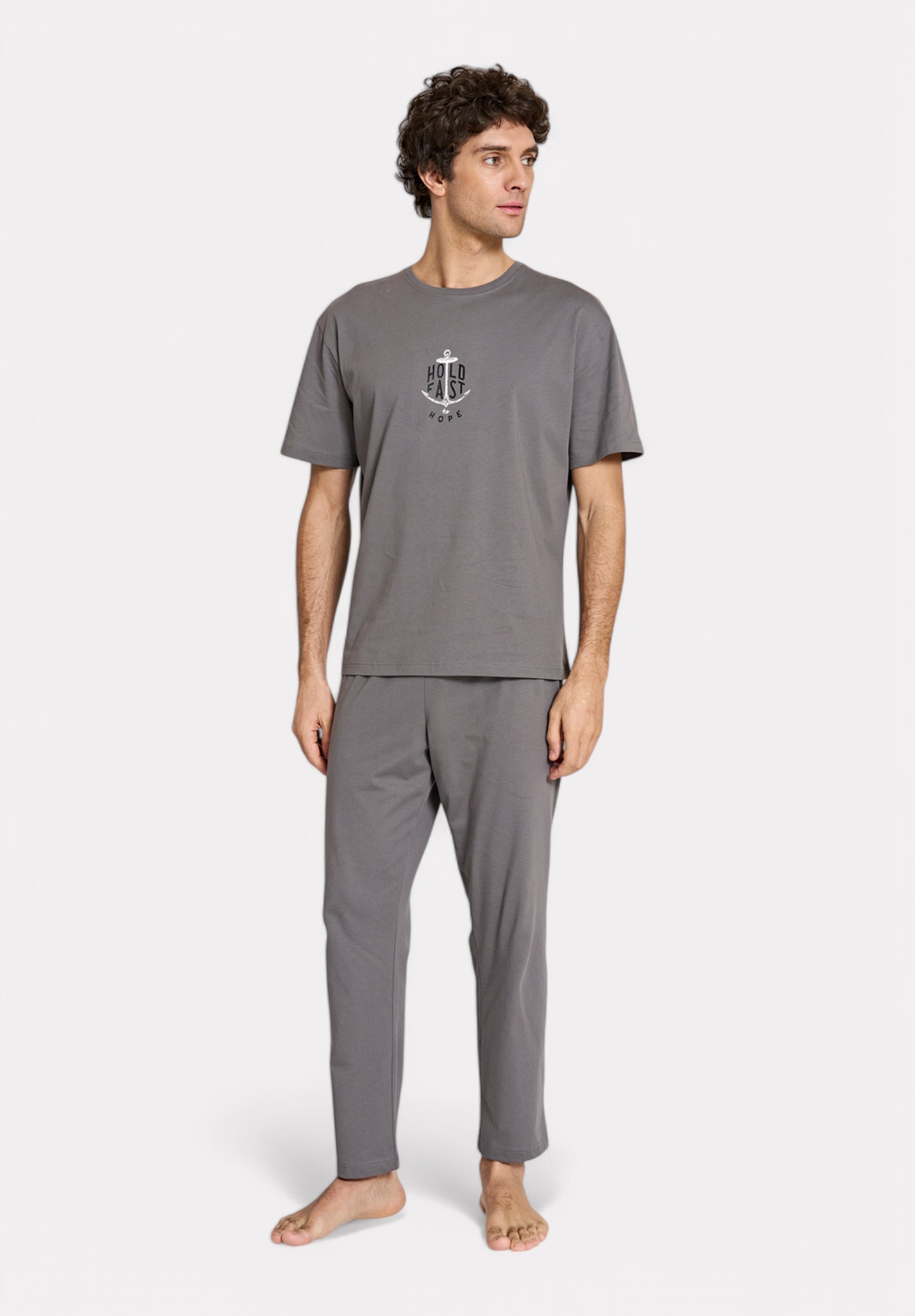 Ανδρική Πιτζάμα Καλοκαιρινή Pijadore Hold Fast Γκρι PJDR1815-2-Γκρι φωτογραφία