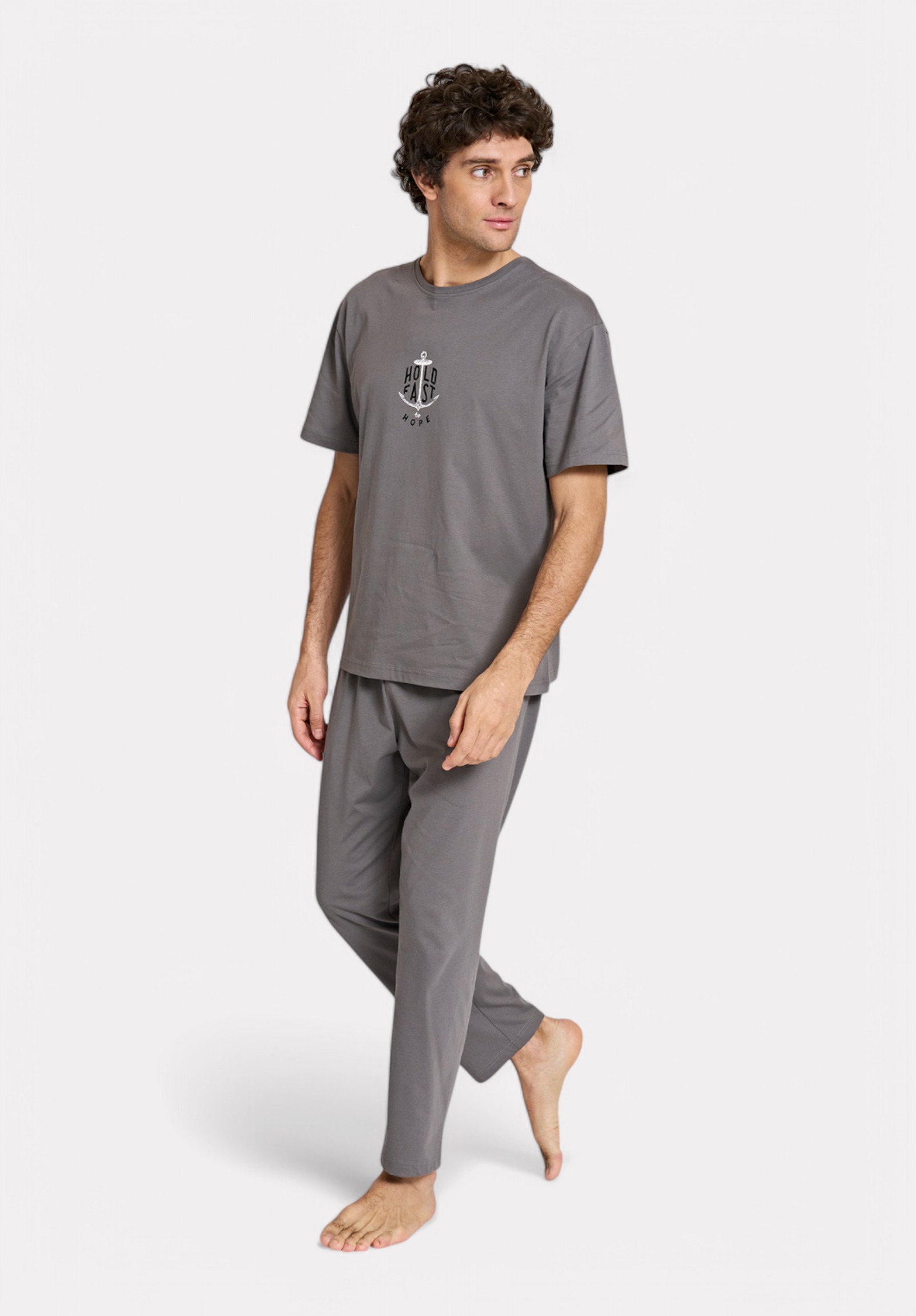 Ανδρική Πιτζάμα Καλοκαιρινή Pijadore Hold Fast Γκρι PJDR1815-2-Γκρι φωτογραφία