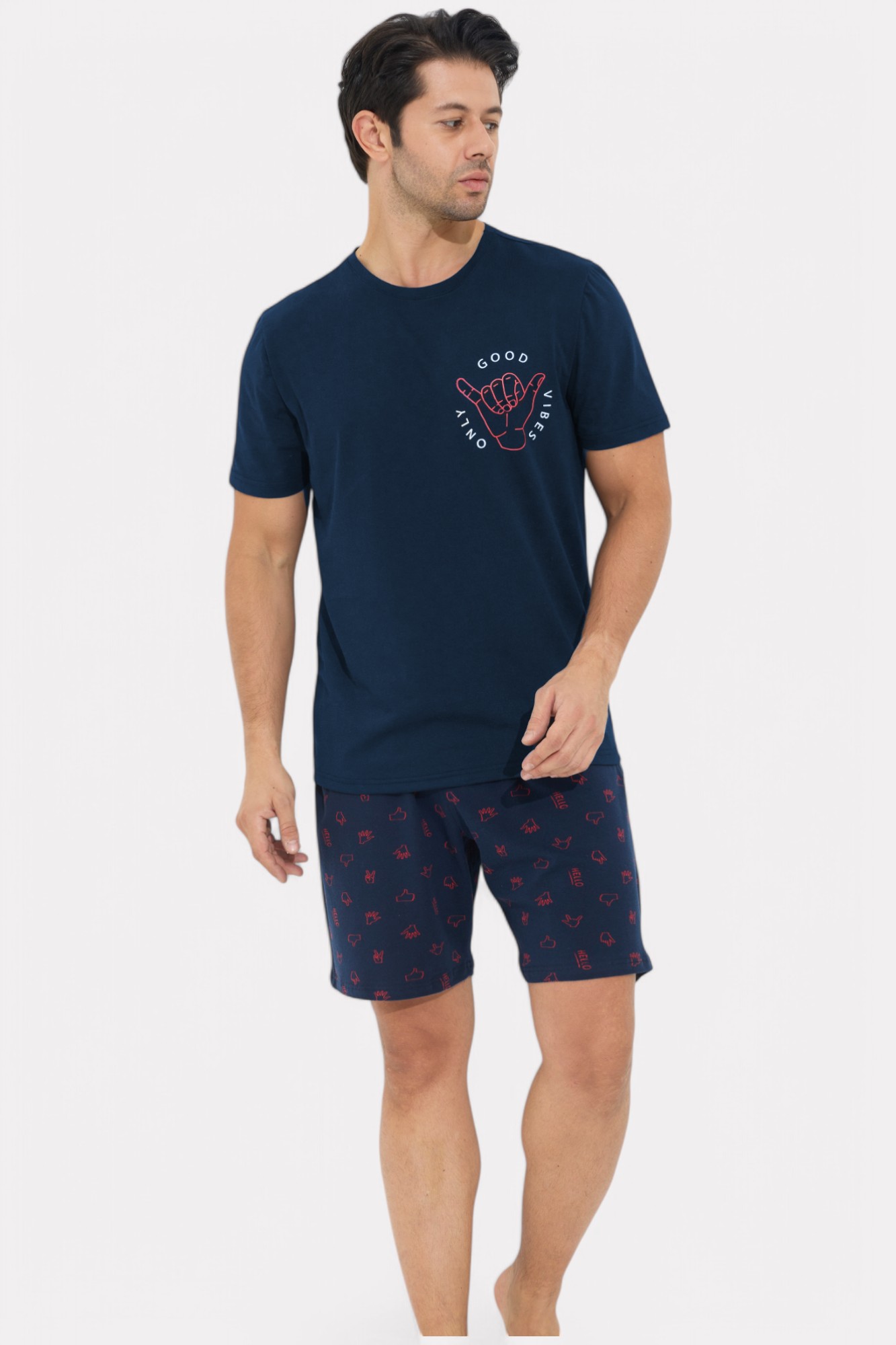 Siyah Inci Πιτζάμα ανδρική Siyah Inci Good Vibes SI09623-Μπλε