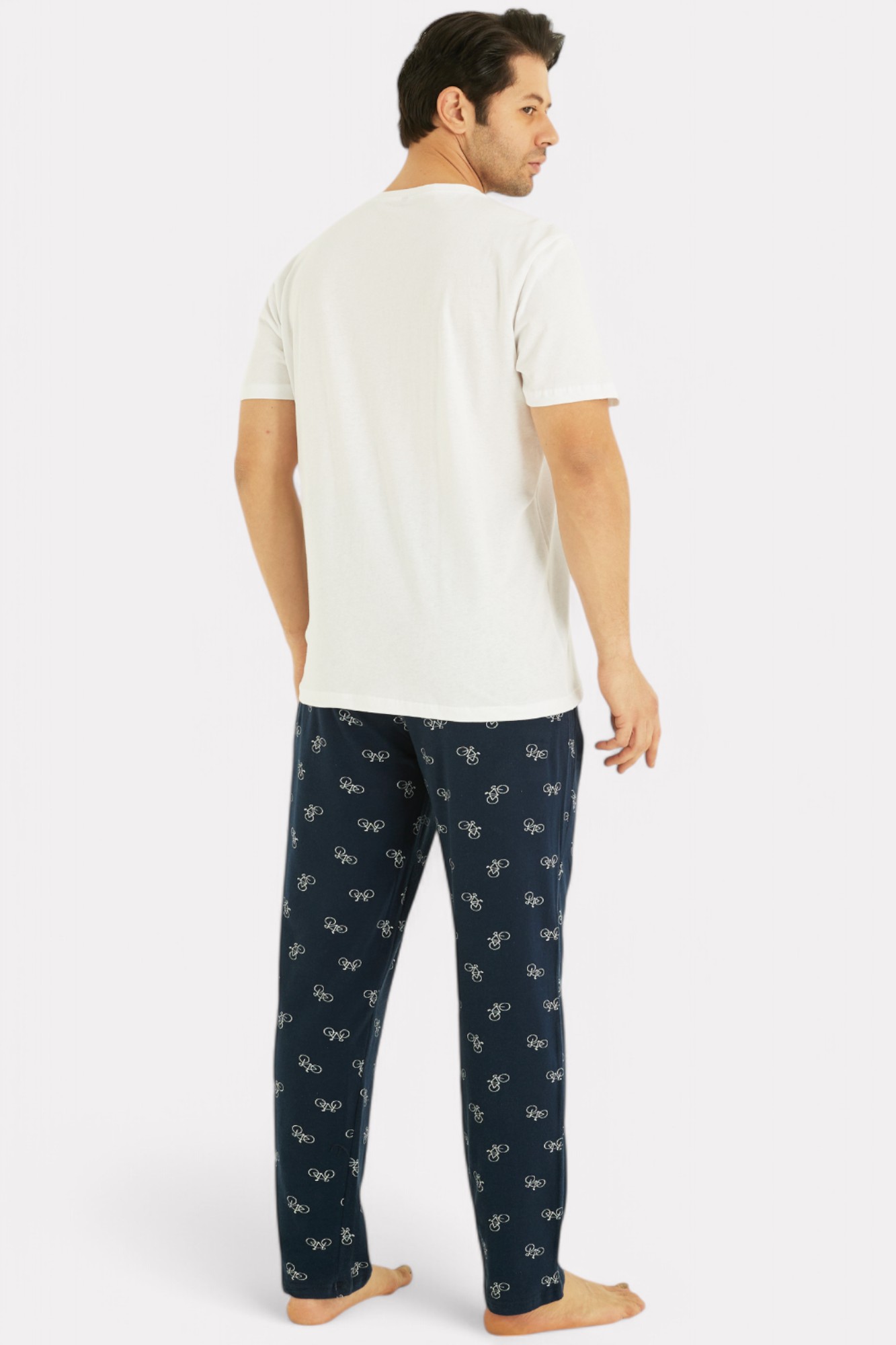 Πιτζάμα ανδρική Siyah Inci Good Morning με μακρύ παντελόνι SI09827-Λευκό φωτογραφία