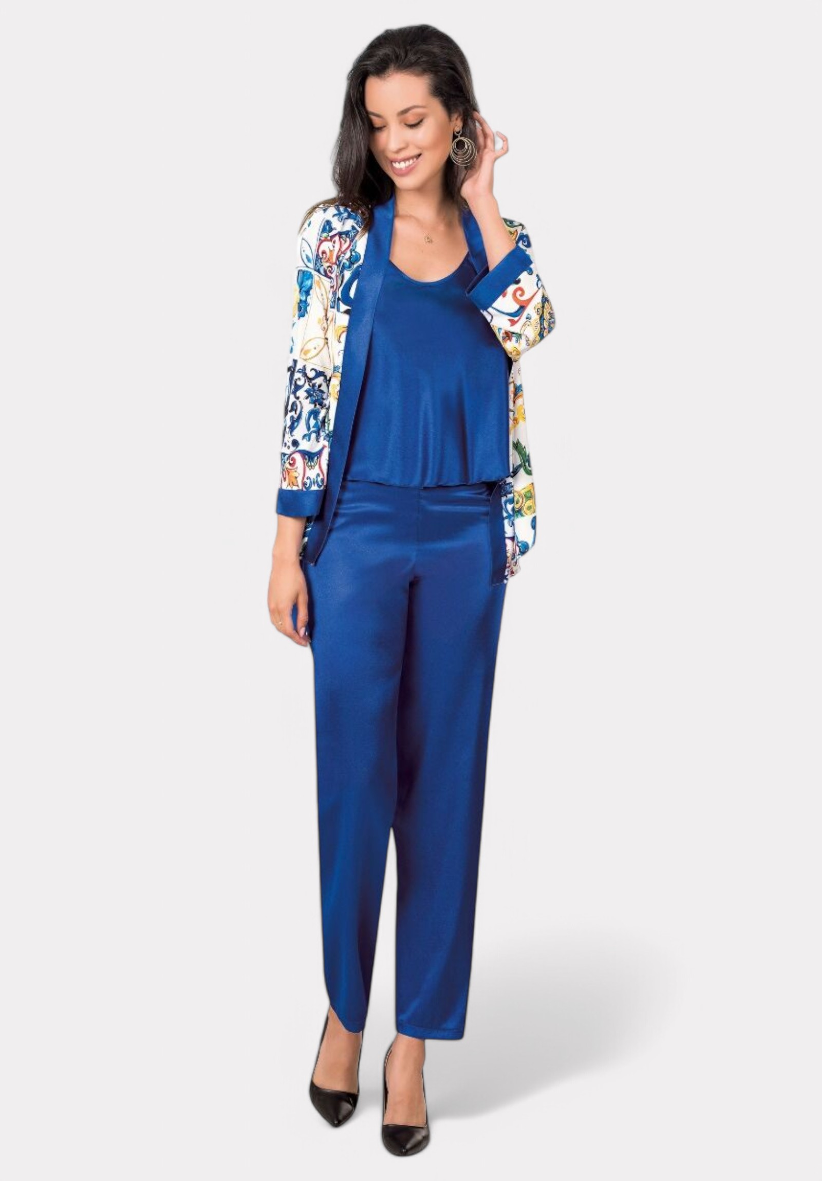 Σετ Ρόμπα - Πιτζάμα σατέν Moongirl Queen Blue MG259-Μπλε φωτογραφία