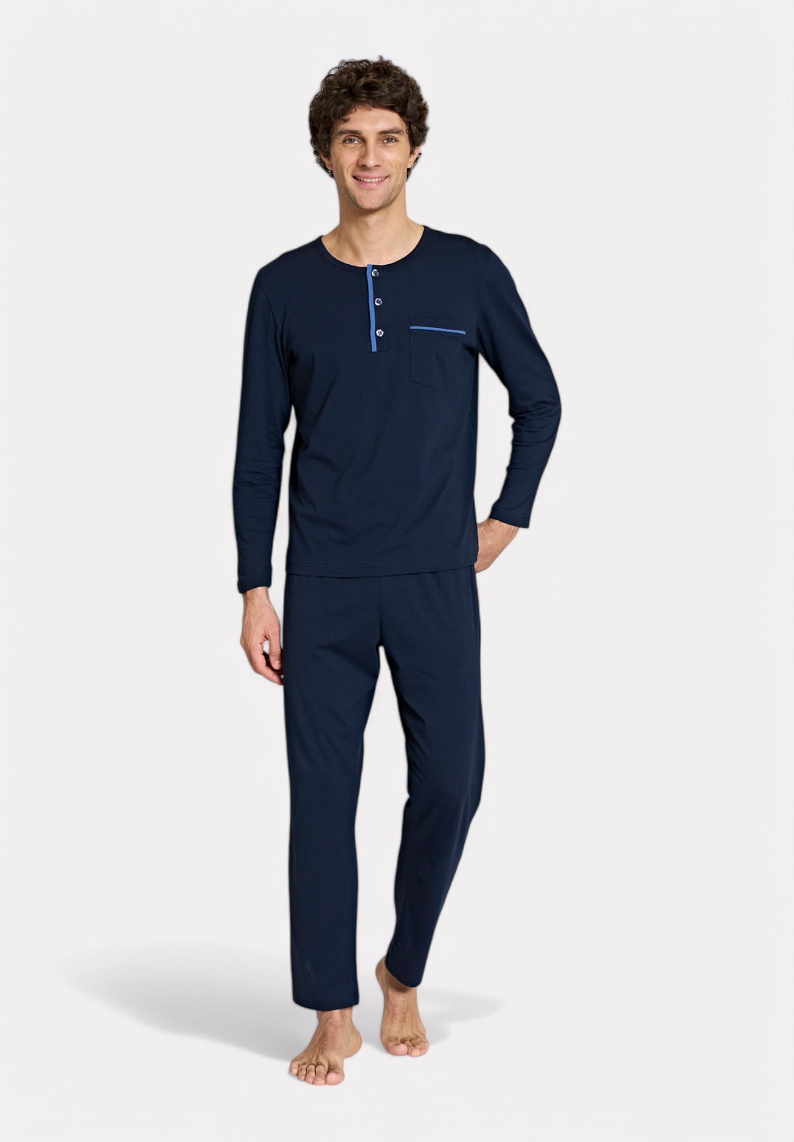 Pijadore Pijadore Ανδρική Πιτζάμα Μπλε Σκούρο – Μακρυμάνικη PJDR1814-3-Μπλε