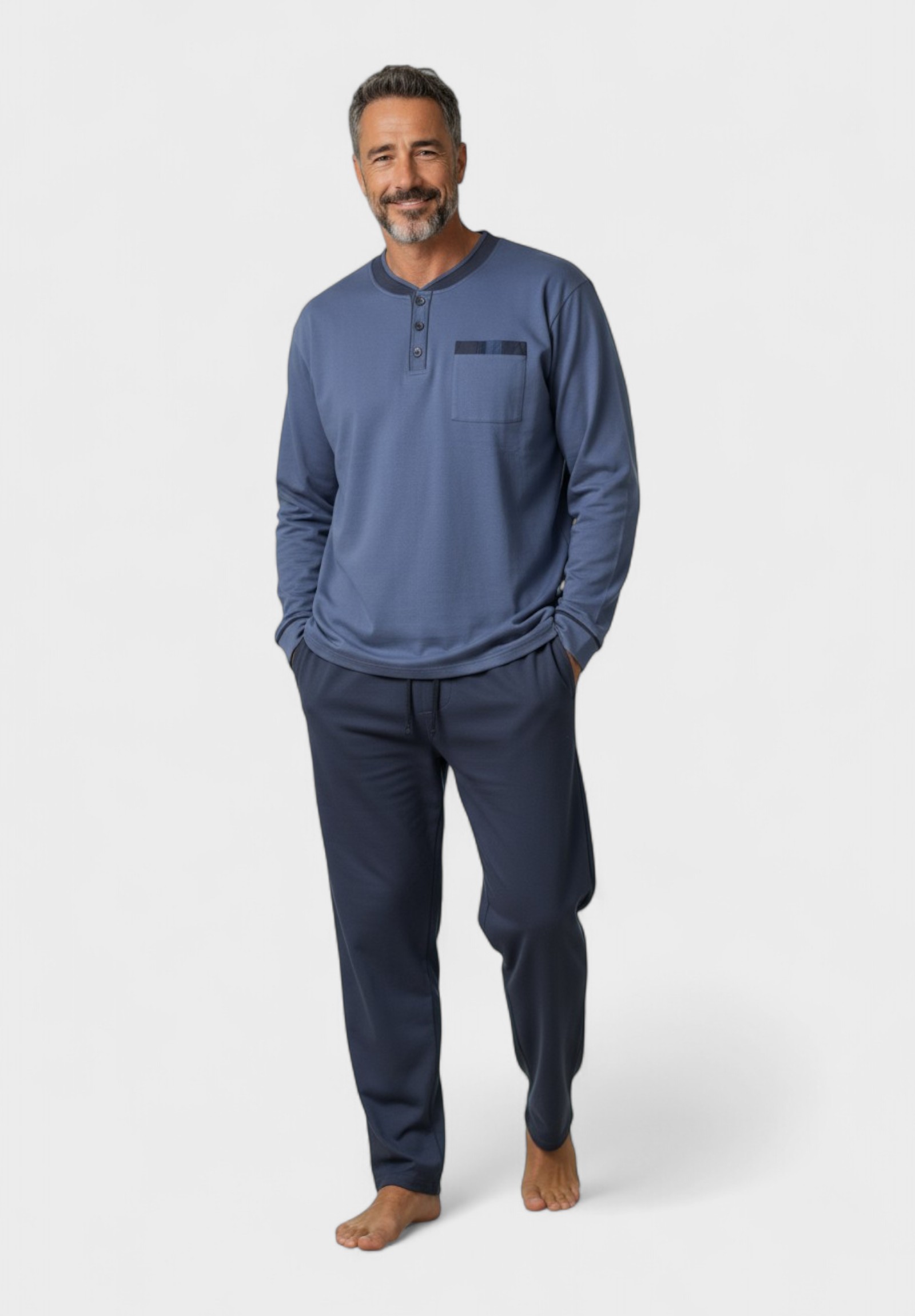 Ανδρική Βαμβακερή Πιτζάμα Φούτερ Collection Blue Heritage CL2610-2-Μπλε φωτογραφία