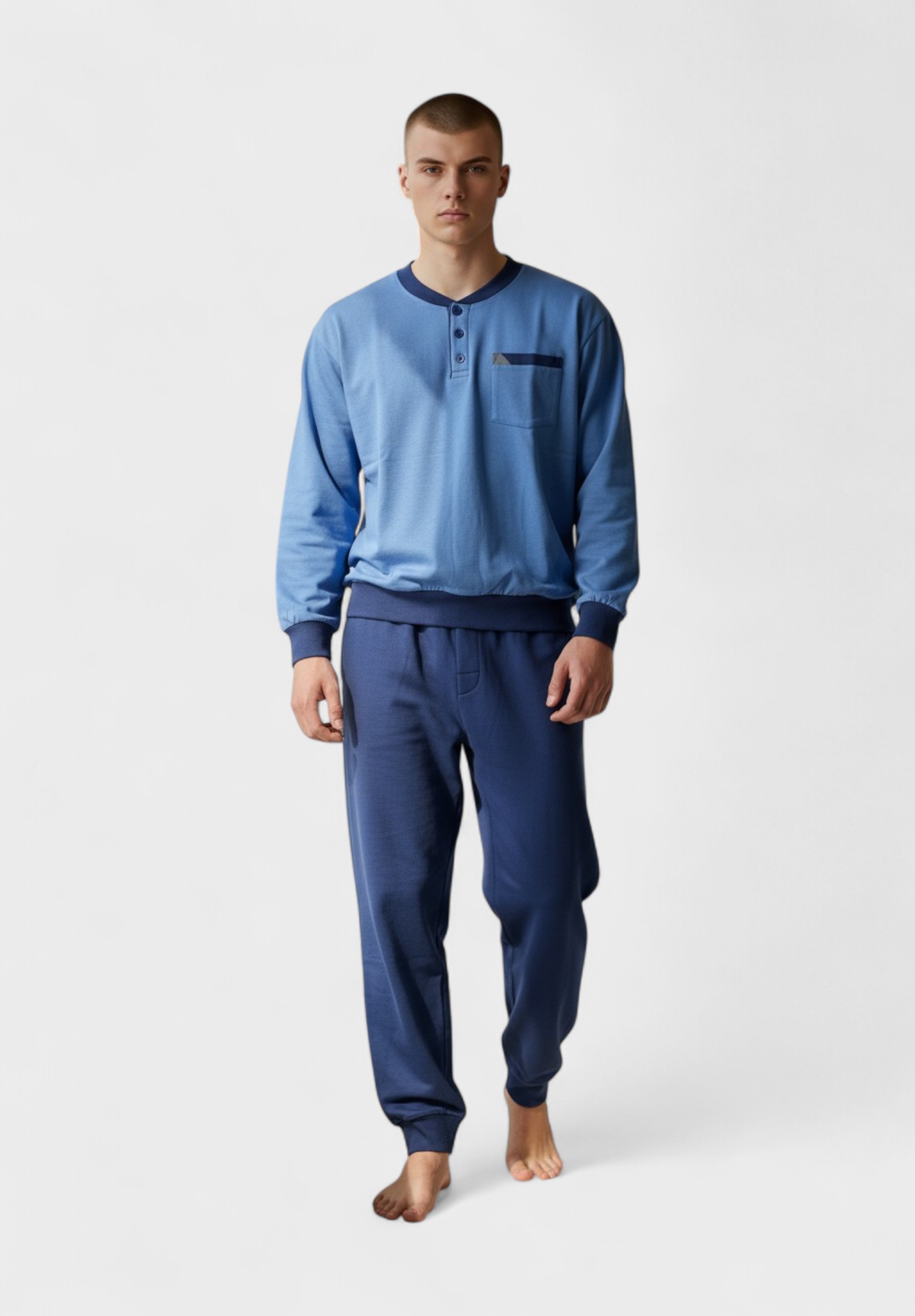 Ανδρική Βαμβακερή Πιτζάμα Φούτερ Collection Blue CL2611-2-Μπλε φωτογραφία
