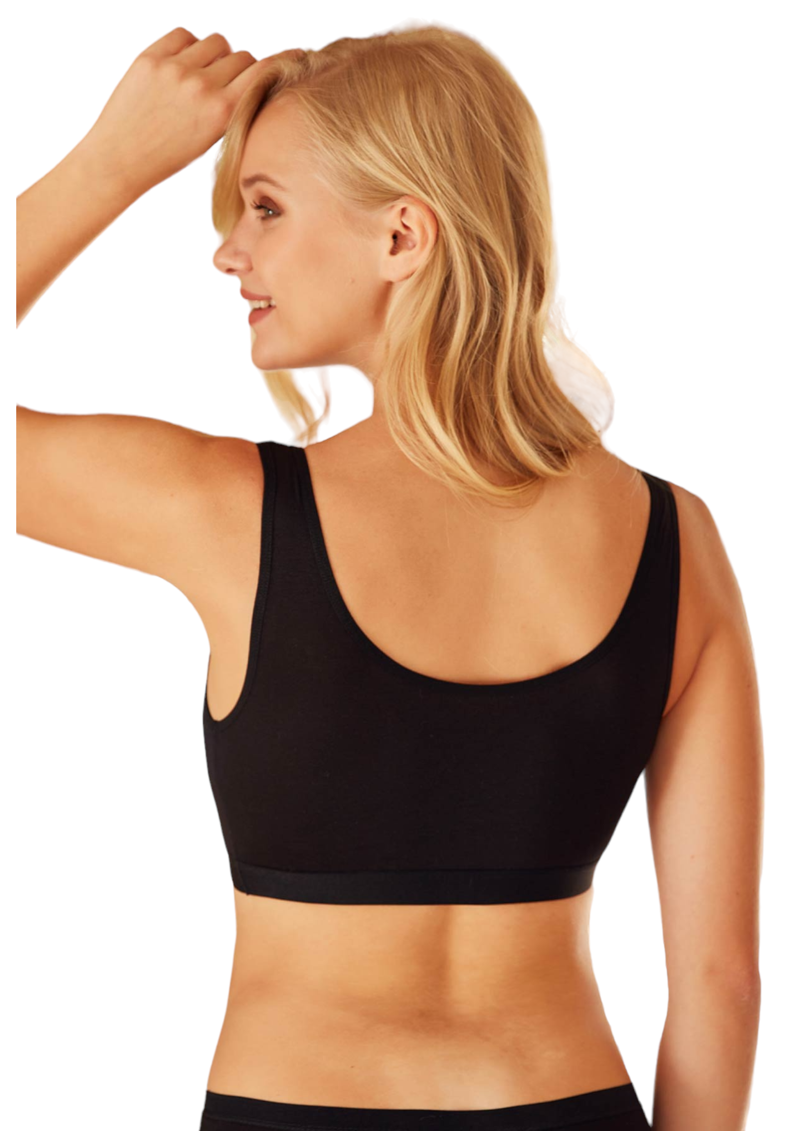 Μπουστάκι γυναικείο απαλό με φαρδιά πλάτη Modal Berrak BRK2643-Μαύρο φωτογραφία