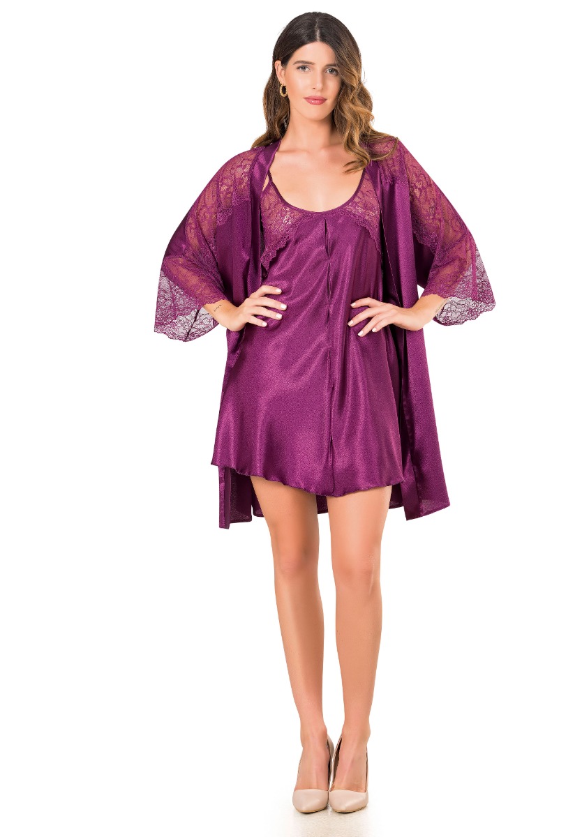 Σετ Ρόμπα - Νυχτικό σατέν Purple Dream MG273 φωτογραφία