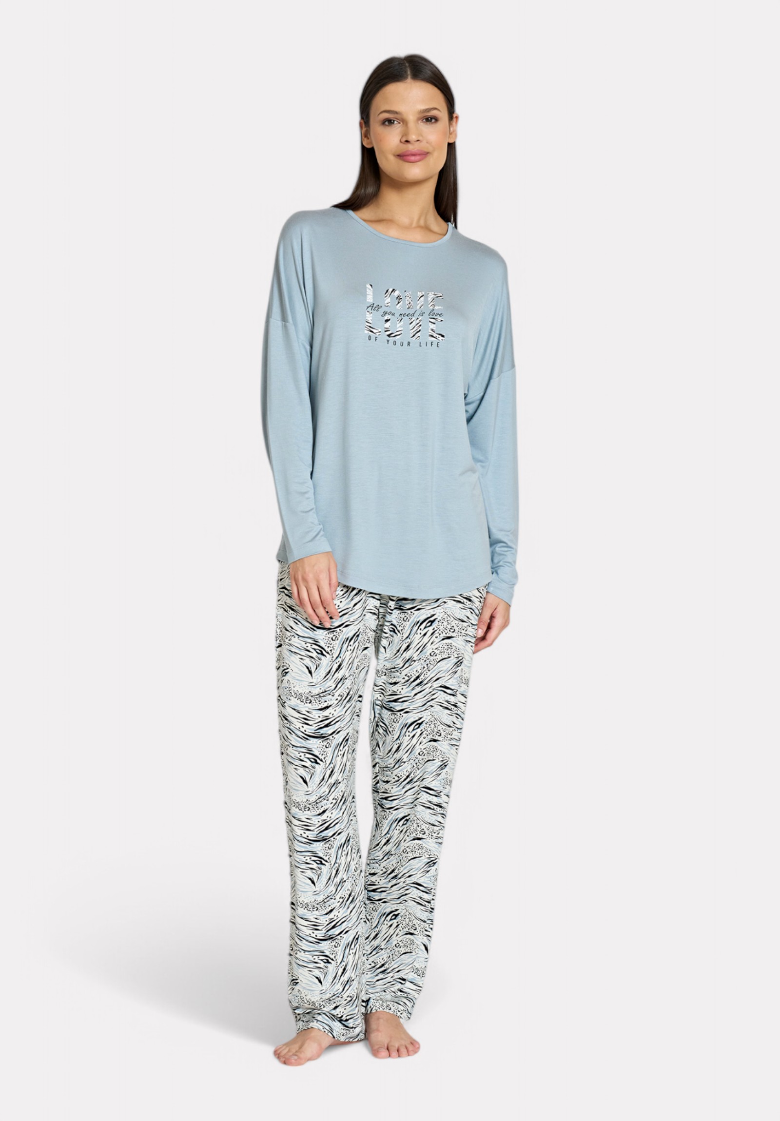 Pijadore Pijadore Πιτζάμα Μακρυμάνικη Animal Print – Γαλάζιο PJDR1812-2-Γαλάζιο