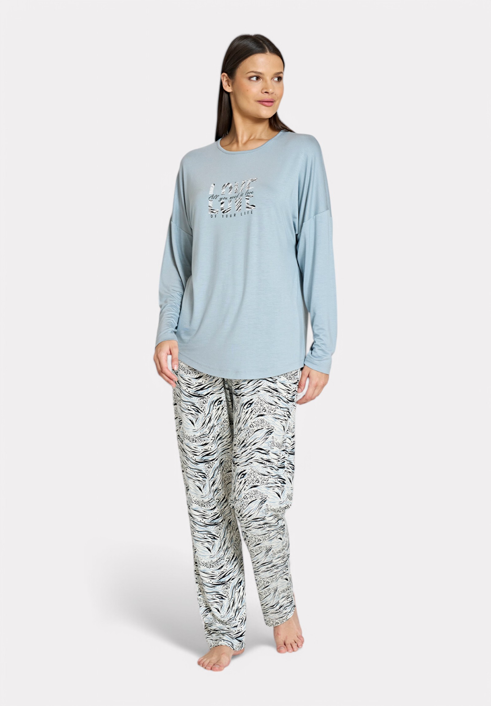 Pijadore Πιτζάμα Μακρυμάνικη Animal Print – Γαλάζιο PJDR1812-2-Γαλάζιο φωτογραφία