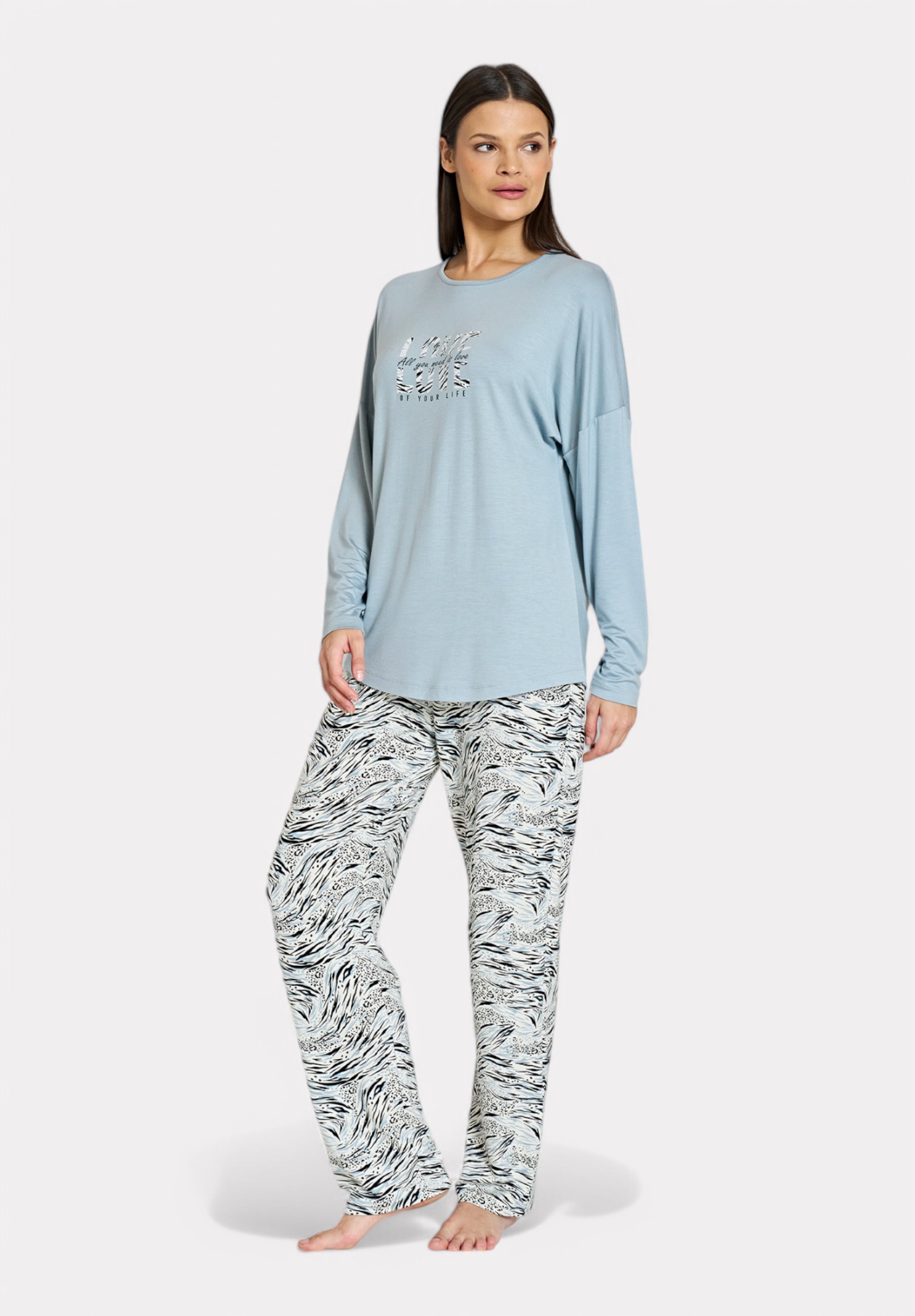 Pijadore Πιτζάμα Μακρυμάνικη Animal Print – Γαλάζιο PJDR1812-2-Γαλάζιο φωτογραφία