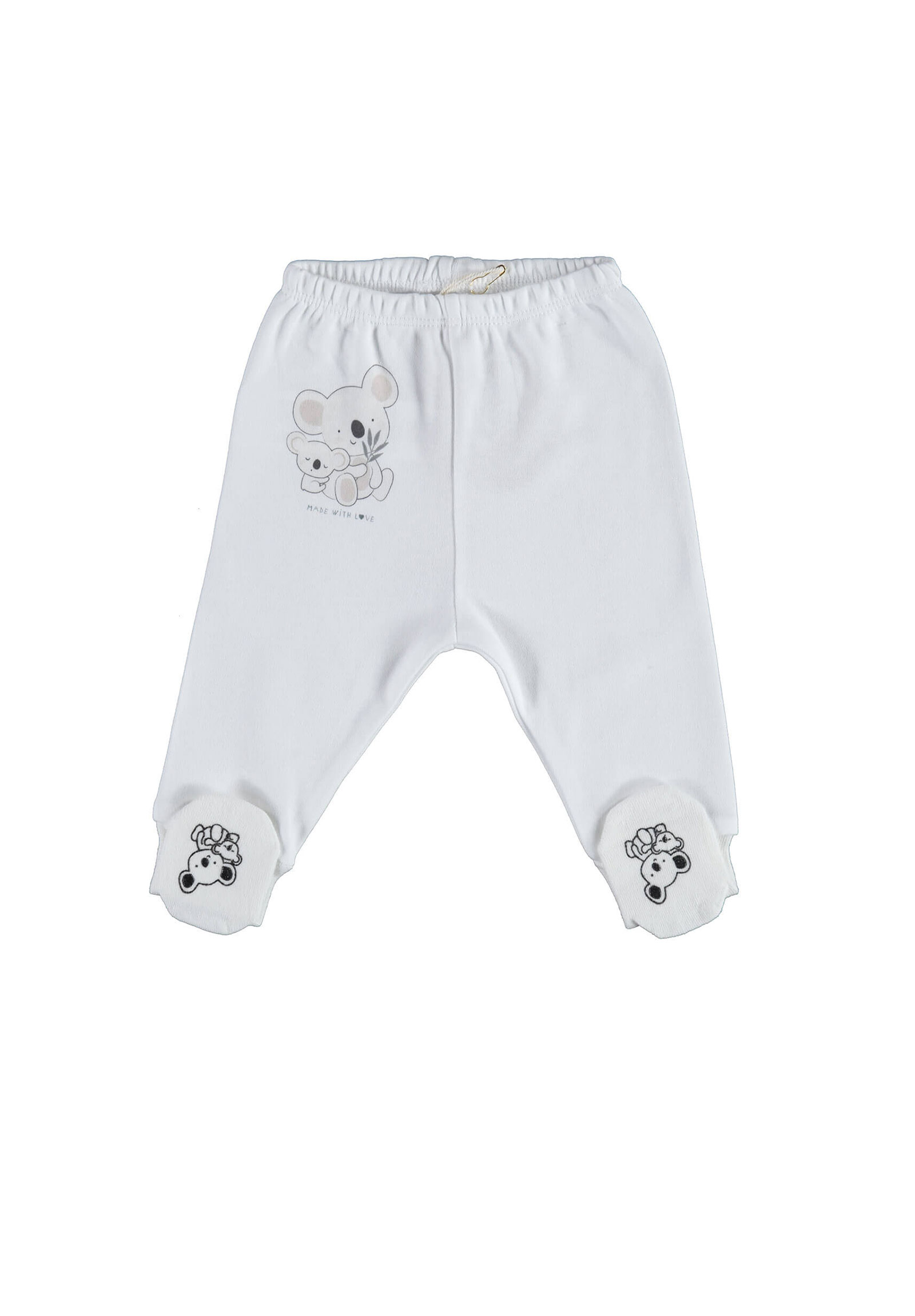 Biorganic Παντελονάκι βρεφικό με κλειστό ποδαράκι Koala Mama 57689-Εκρού