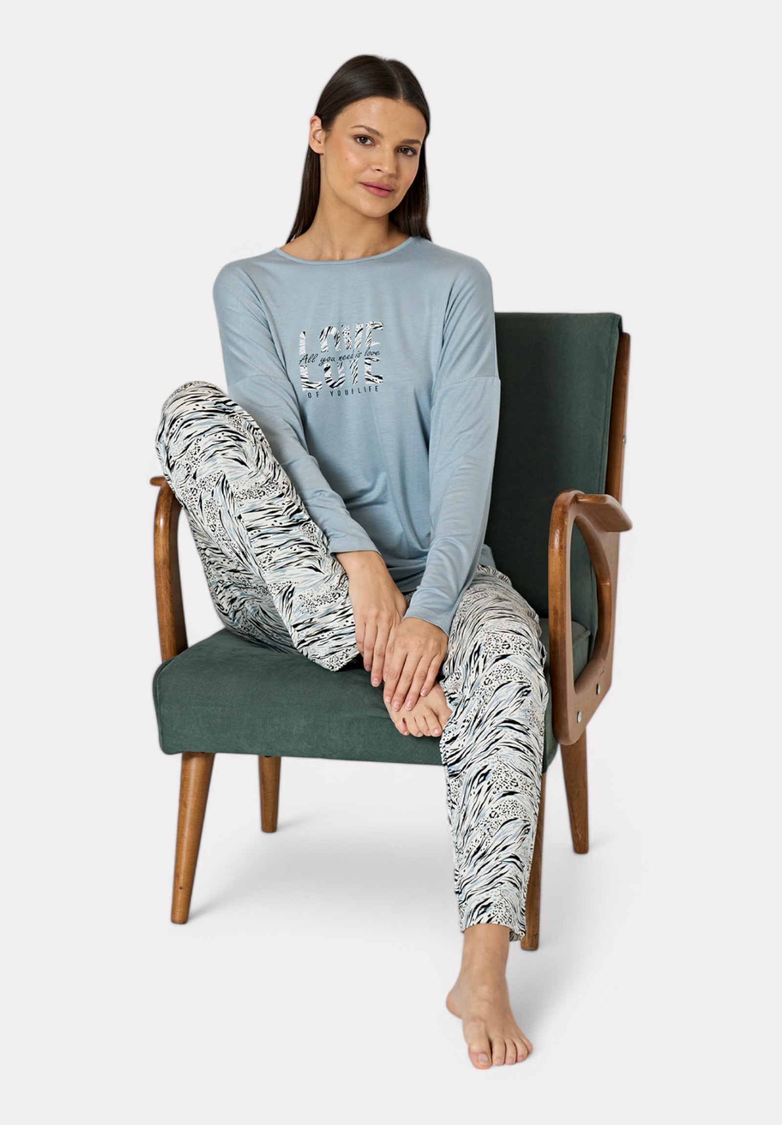 Pijadore Πιτζάμα Μακρυμάνικη Animal Print – Γαλάζιο PJDR1812-2-Γαλάζιο φωτογραφία