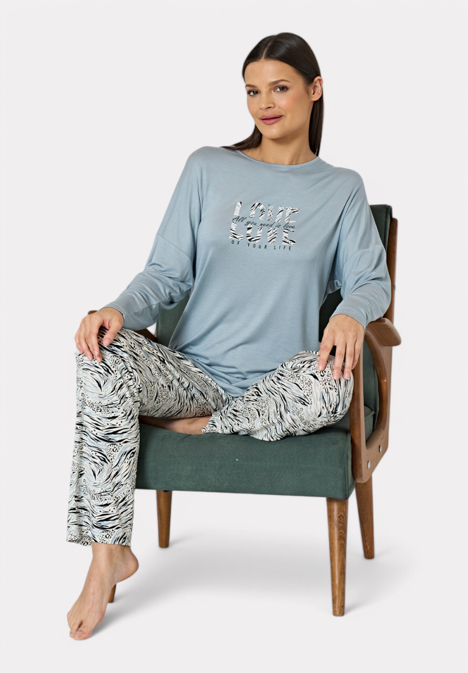 Pijadore Πιτζάμα Μακρυμάνικη Animal Print – Γαλάζιο PJDR1812-2-Γαλάζιο φωτογραφία