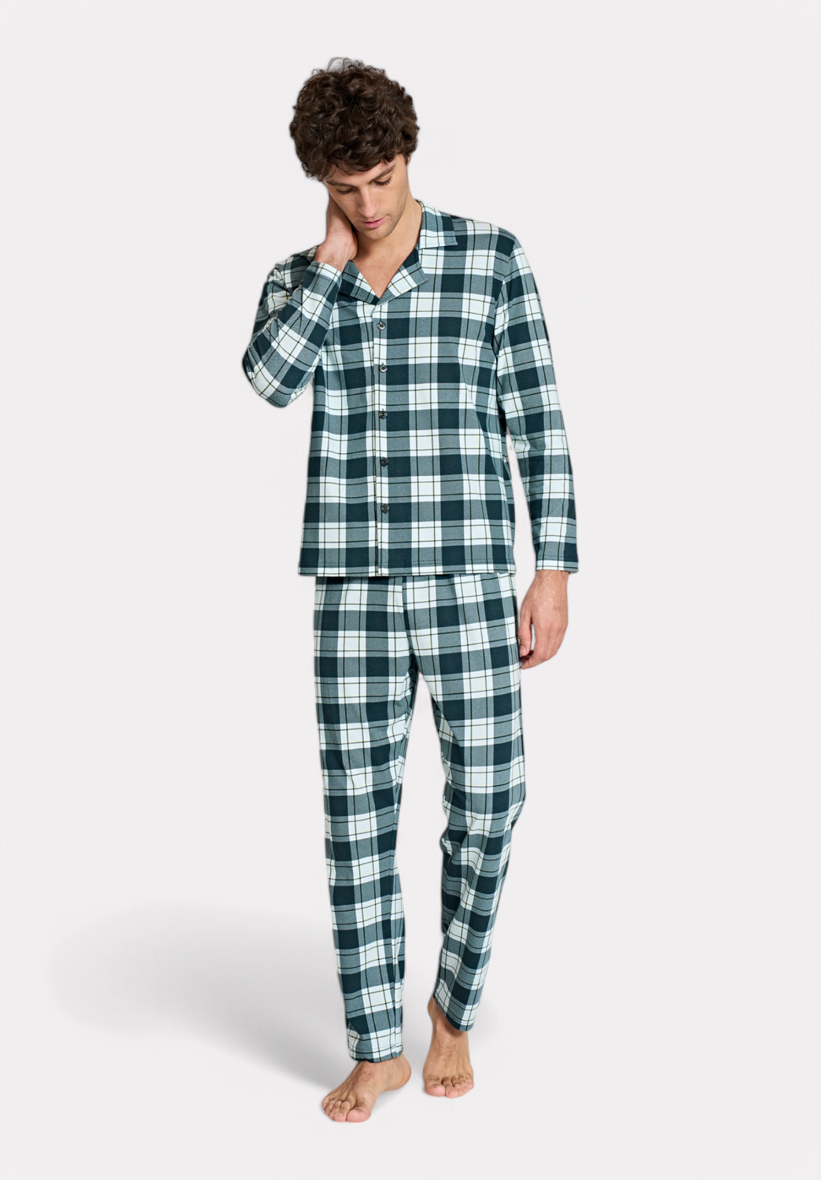 Pijadore Ανδρική Πιτζάμα Πράσινο Καρό – Μακρυμάνικη PJDR1818-2-Πράσινο φωτογραφία