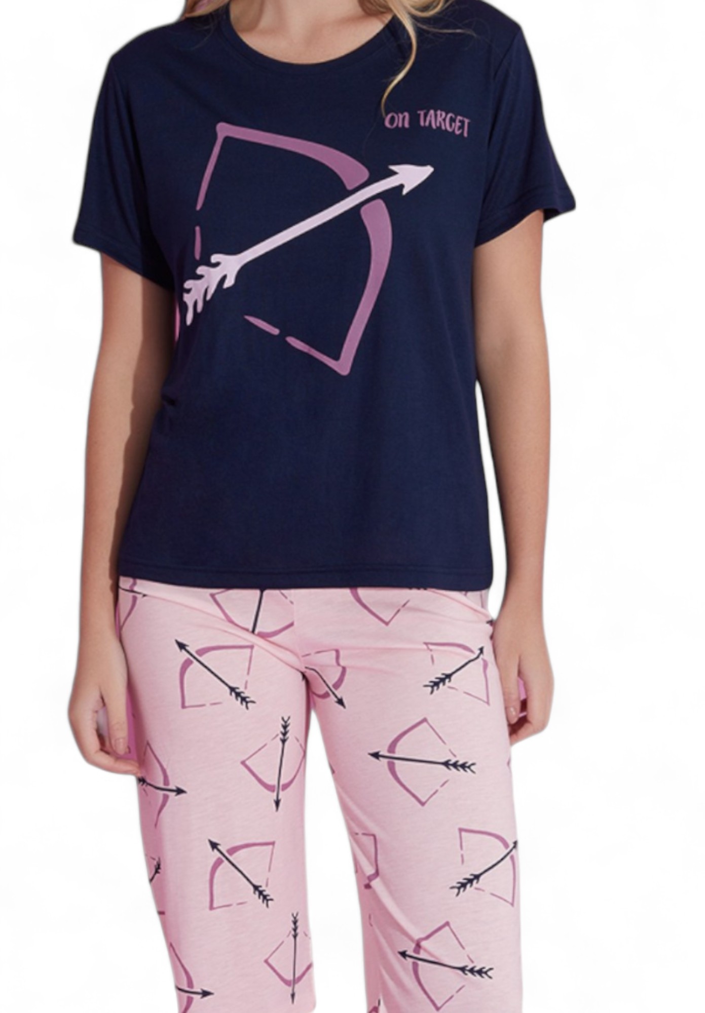 Πιτζάμα γυναικεία με κάπρι PijaMood On Target PJMD3152-Μπλε φωτογραφία