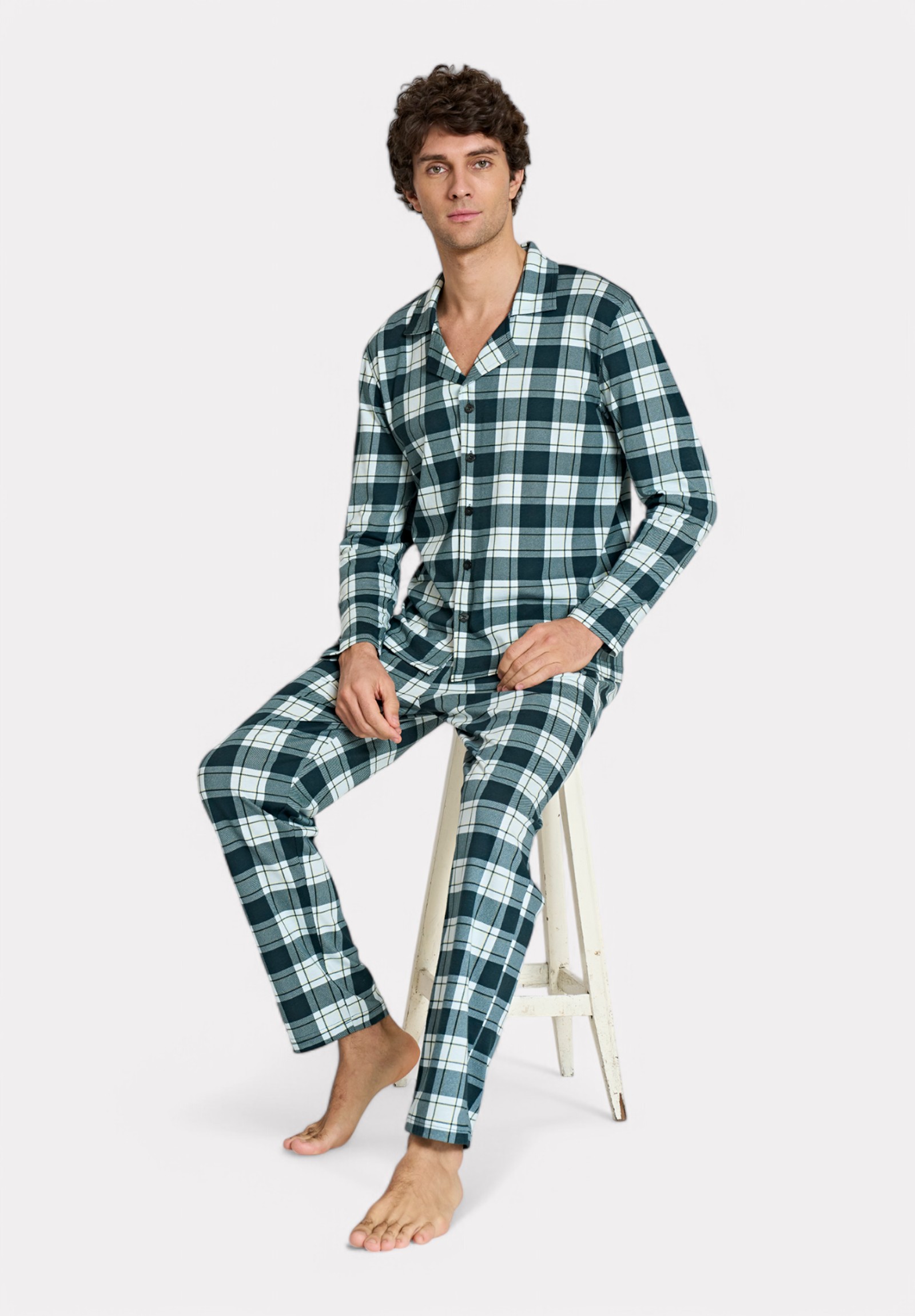 Pijadore Ανδρική Πιτζάμα Πράσινο Καρό – Μακρυμάνικη PJDR1818-2-Πράσινο φωτογραφία