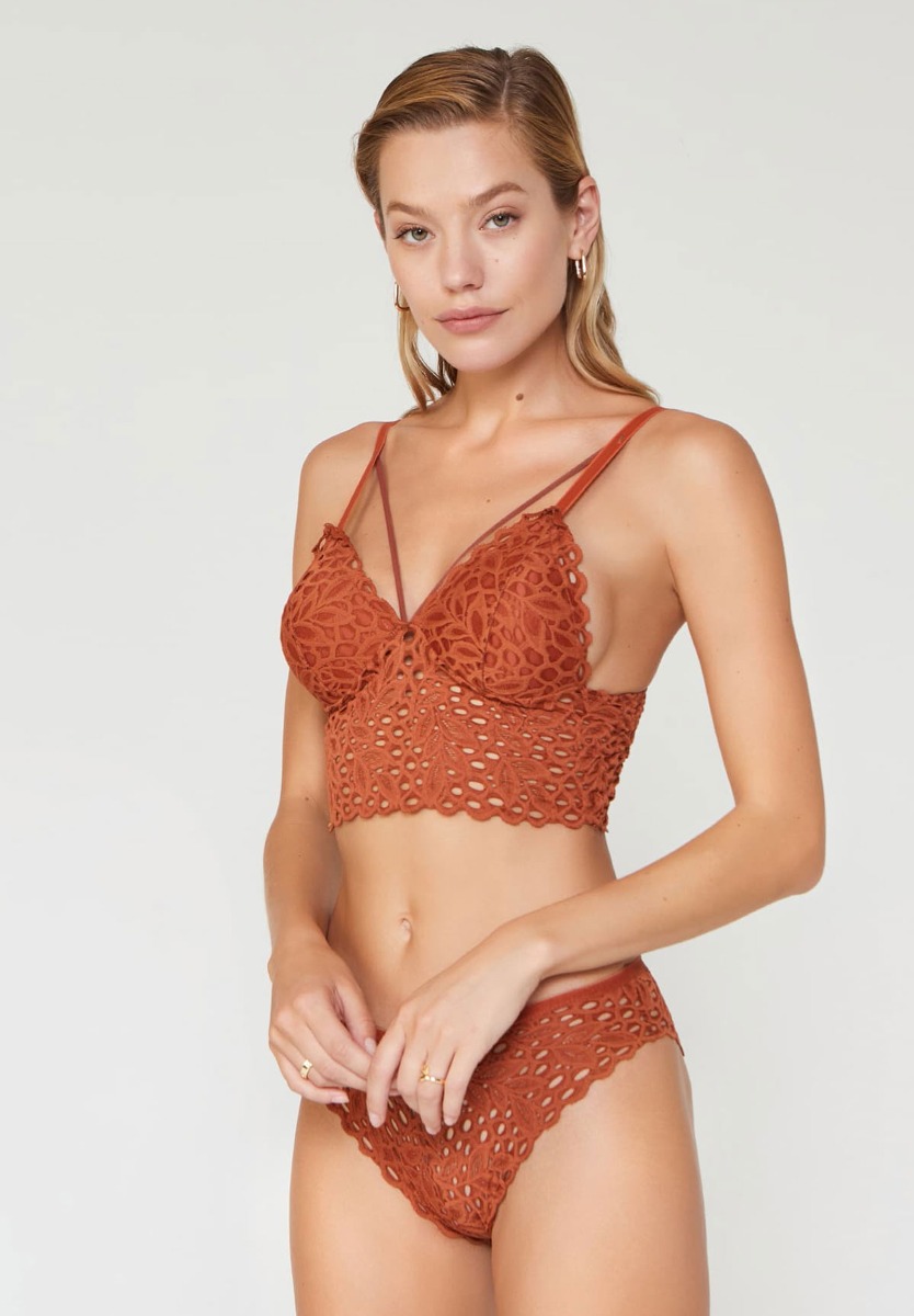 Σετ Bralette - Brazil Δαντελένια Liona Terracotta CA319F φωτογραφία