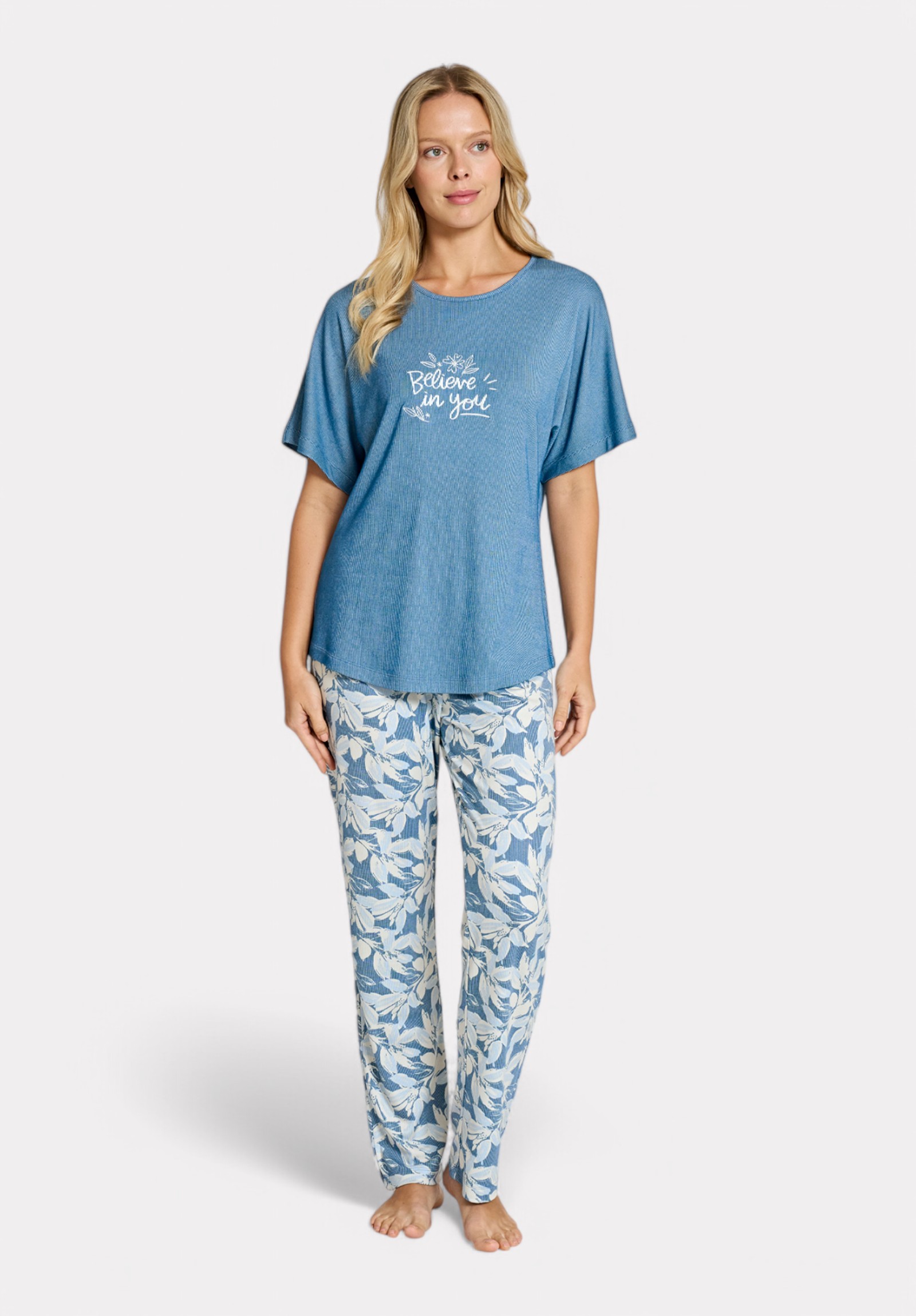  Γυναικεία Πιτζάμα Pijadore “Believe in You” – Μπλε Floral PJDR1821-1-Μπλε 2025