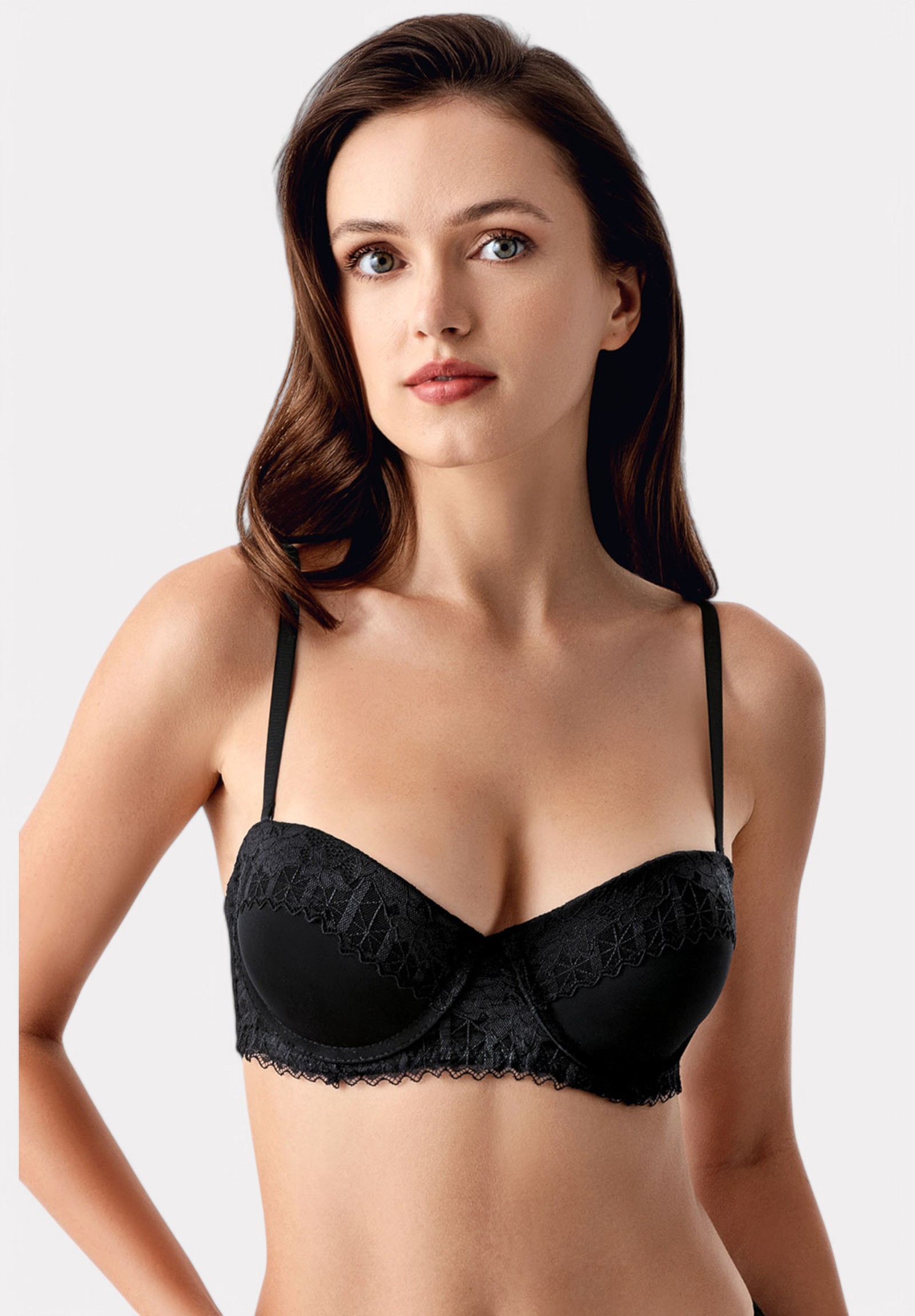  New Bra Strapless Σουτιέν με Δαντέλα & Ελαφριά Ενίσχυση Black- B Cup NB8375-3-Μαύρο 2025