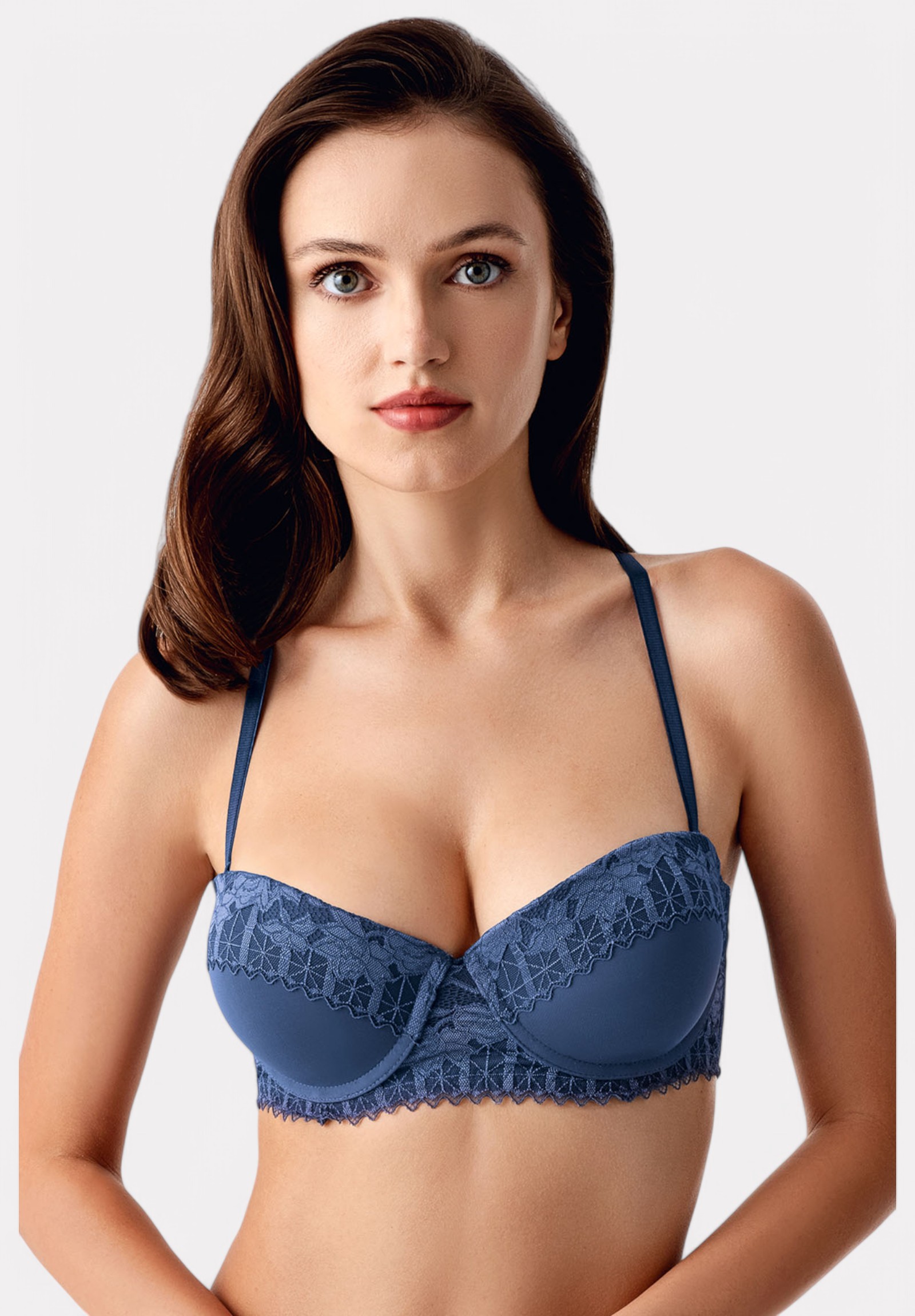  New Bra Strapless Σουτιέν με Δαντέλα & Ελαφριά Ενίσχυση Marin- B Cup NB8375-4-Μπλε 2025