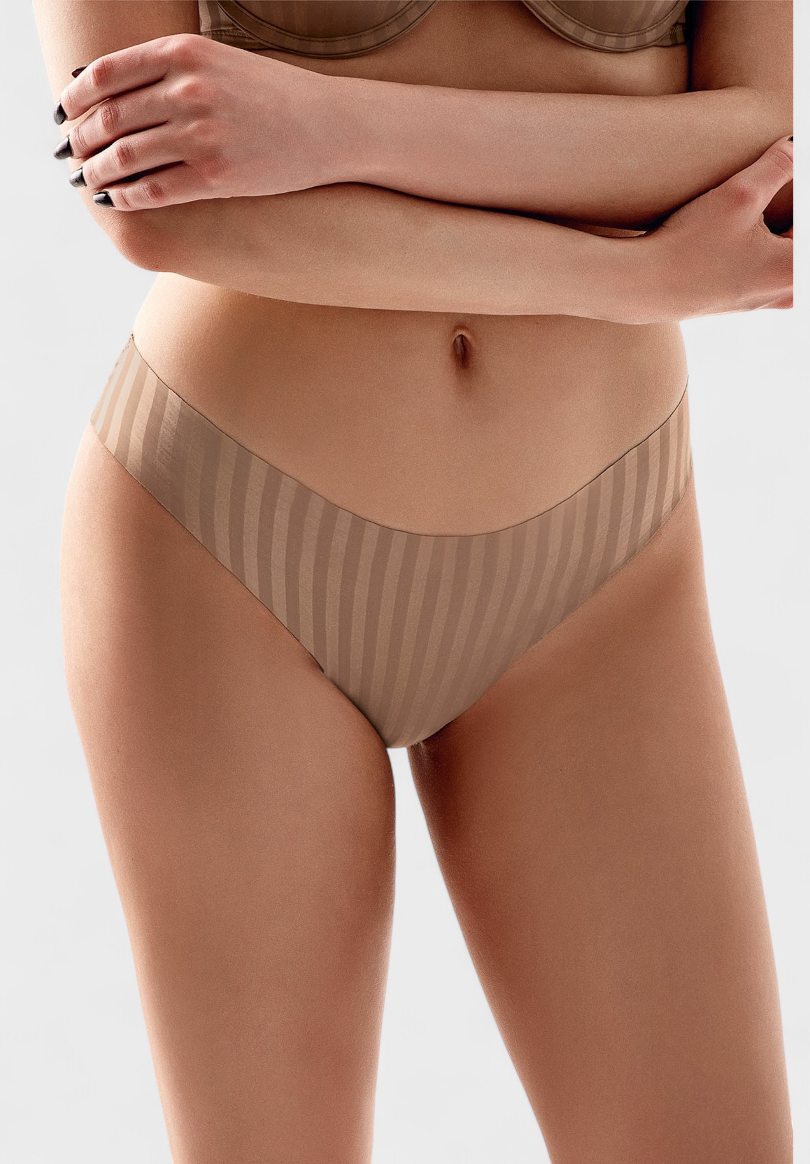 New Bra Lingerie Εσώρουχο New Bra Seamless Capucino Ριγέ με Σιλικόνη NB9213-3-Καπουτσίνο