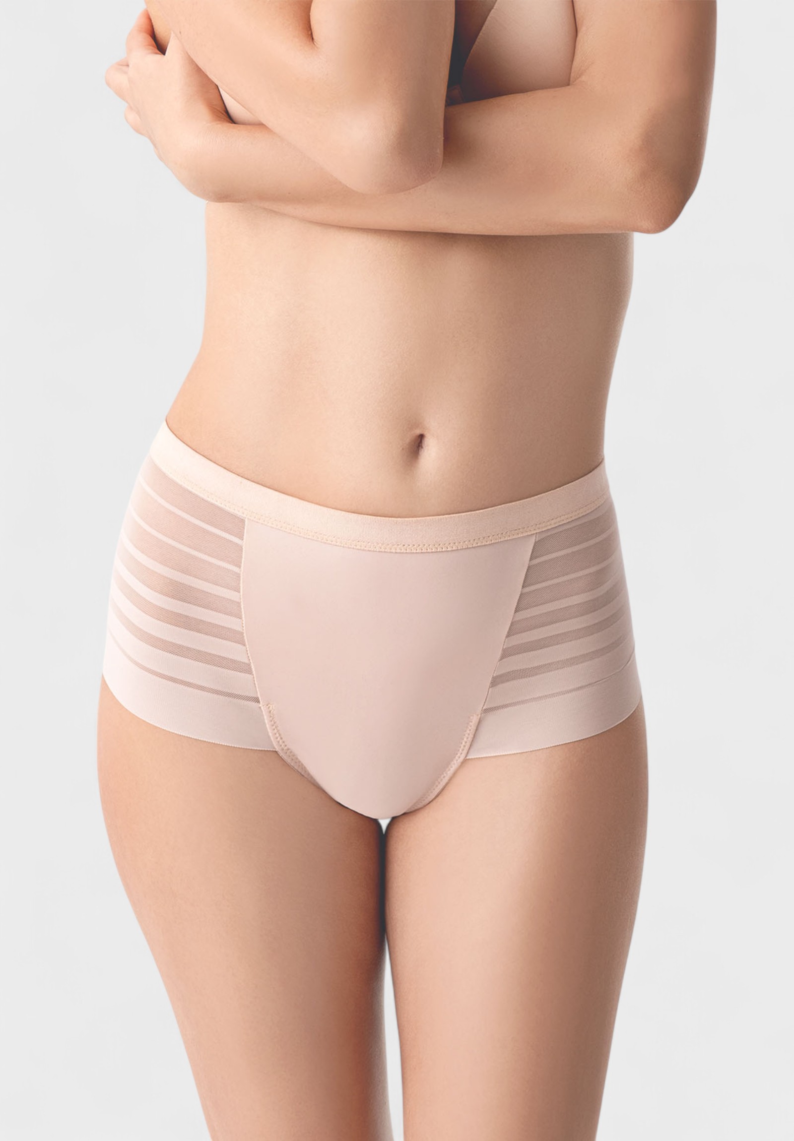 New Bra Lingerie Brazil γυναικείο ψηλόμεσο Laser Cut New Bra Lingerie Μπεζ NB9302-1-Μπεζ