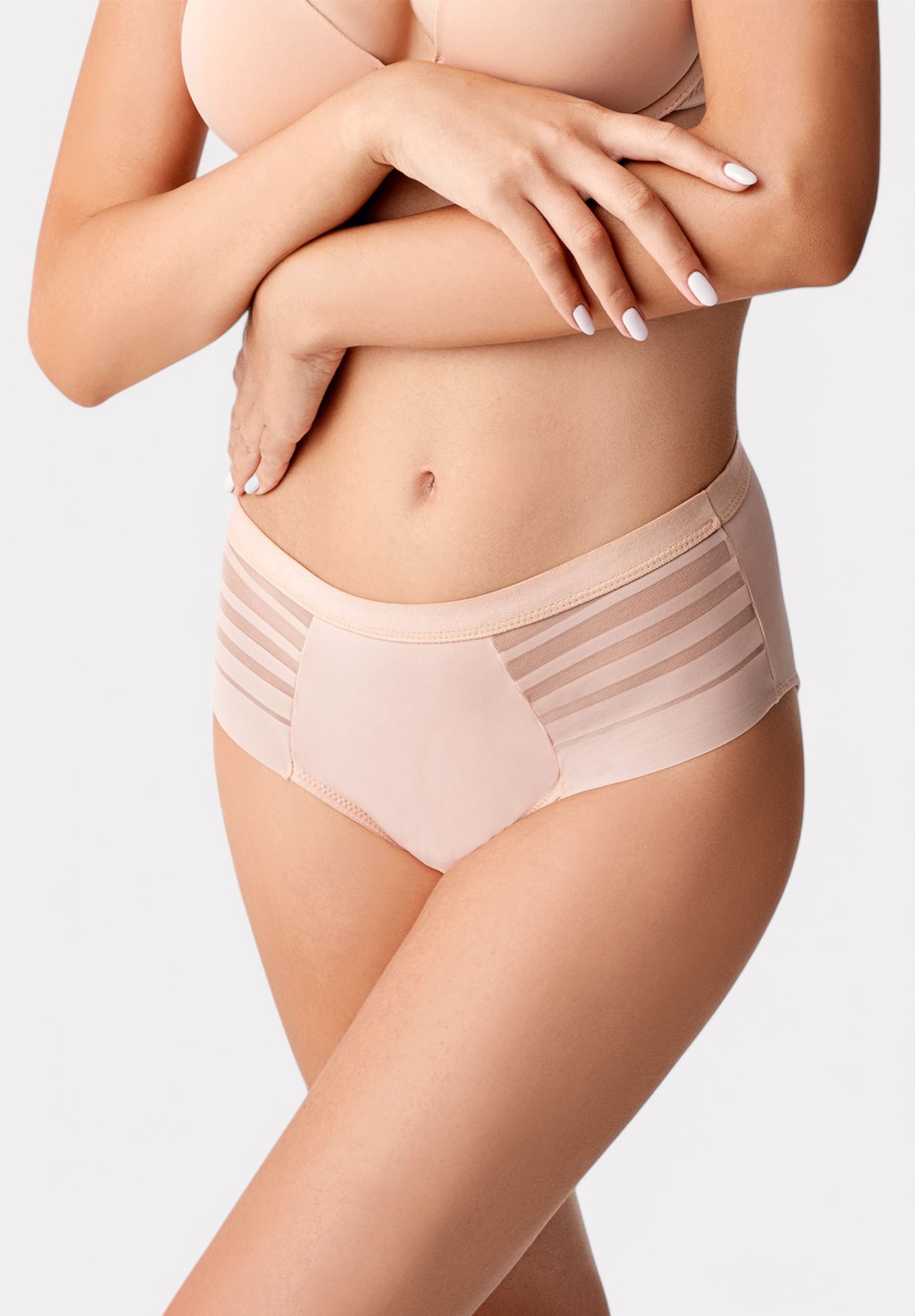 Slip γυναικείο ψηλόμεσο Laser Cut New Bra Lingerie Μπεζ NB9303-1-Μπεζ φωτογραφία