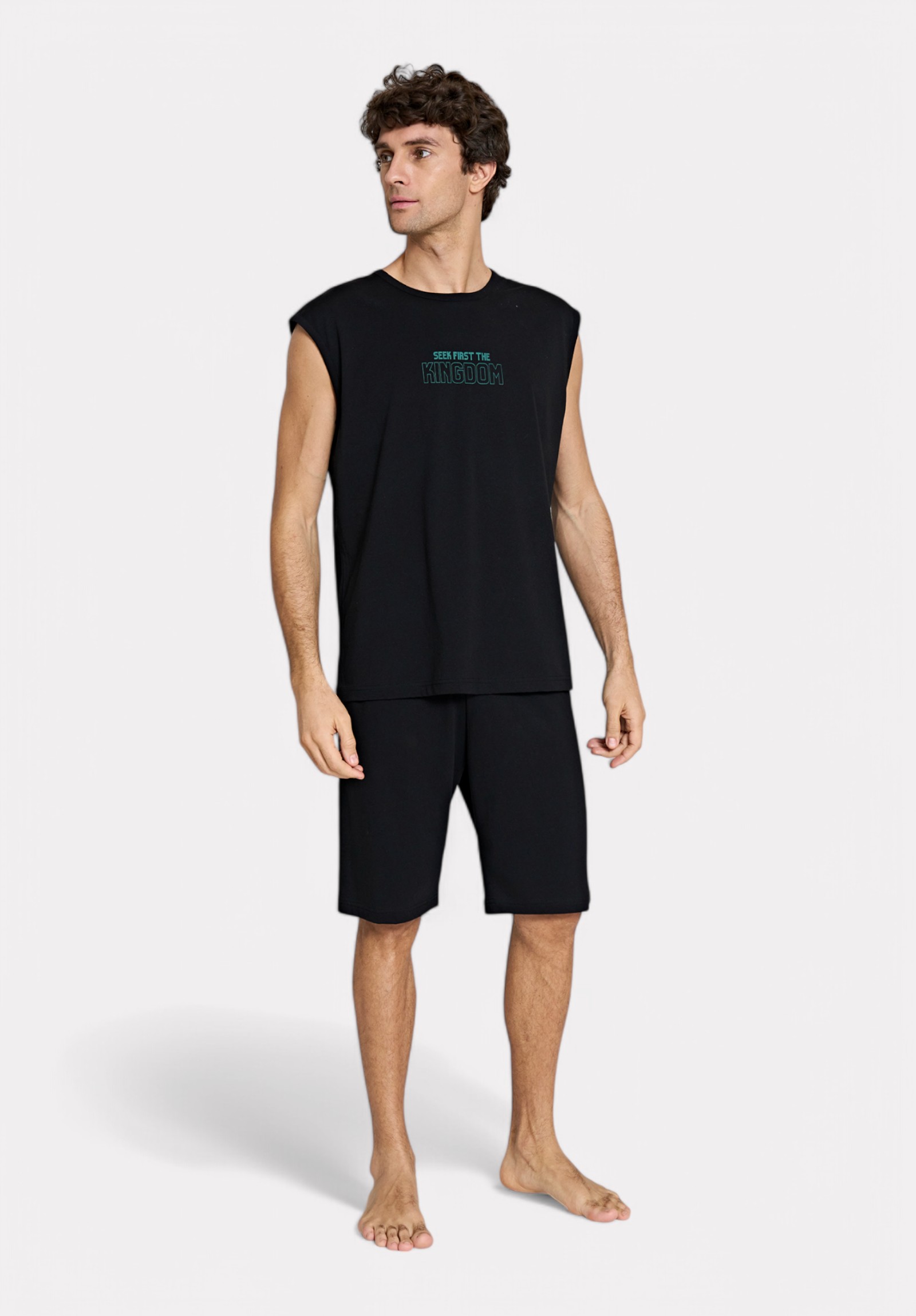 Pijadore Ανδρική Πιτζάμα Kingdom Pijadore Μαύρη– 100% Βαμβάκι PJDR1816-3-Μαύρο