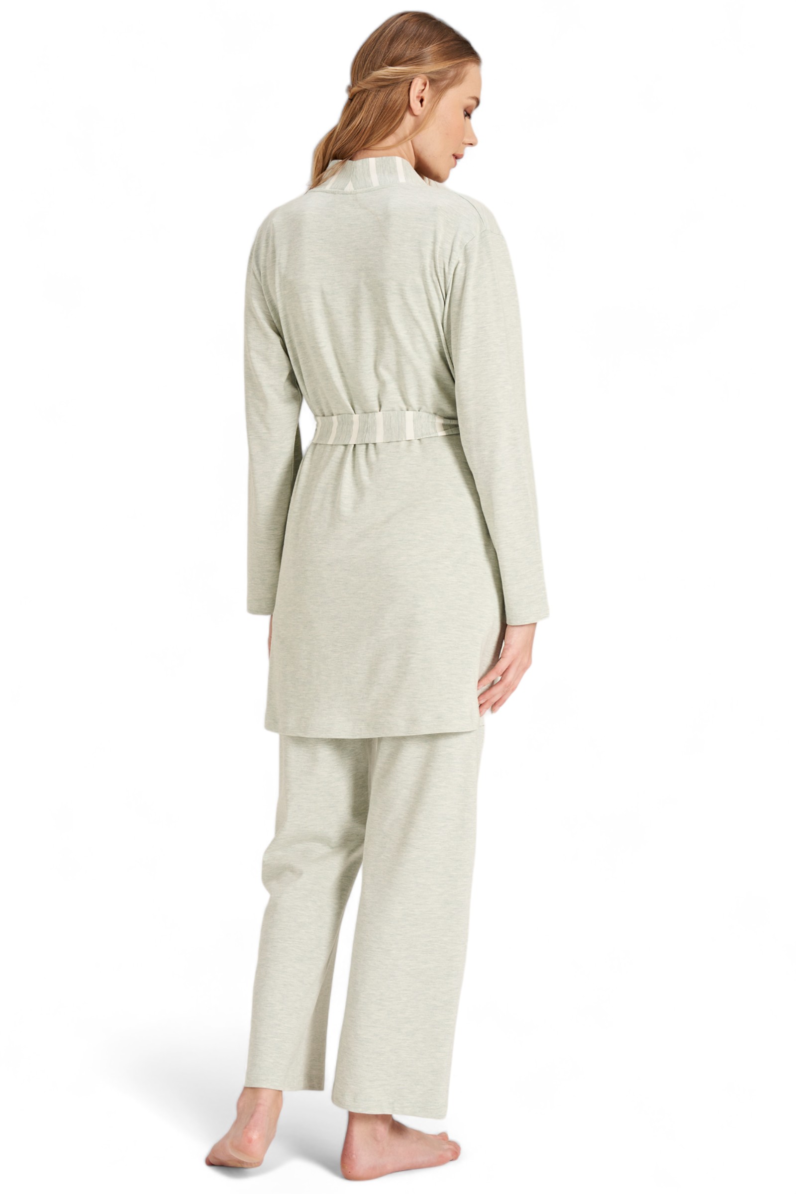 Πιτζάμα εγκυμοσύνης με ρόμπα Fayza ριγέ FZA5077-Πράσινο φωτογραφία