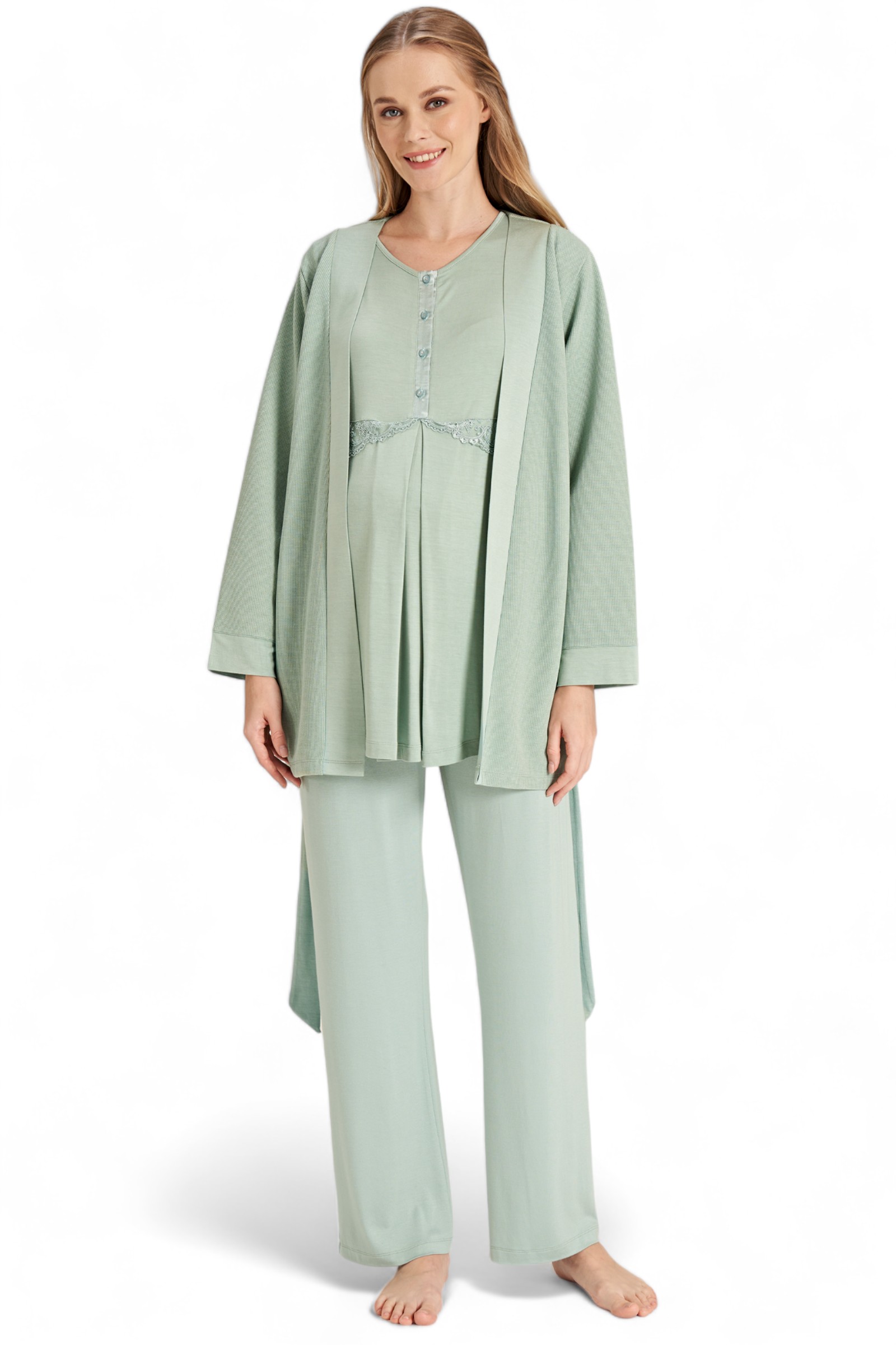 Πιτζάμα εγκυμοσύνης με ρόμπα Fayza Simply Amazing FZA5076-Πράσινο φωτογραφία