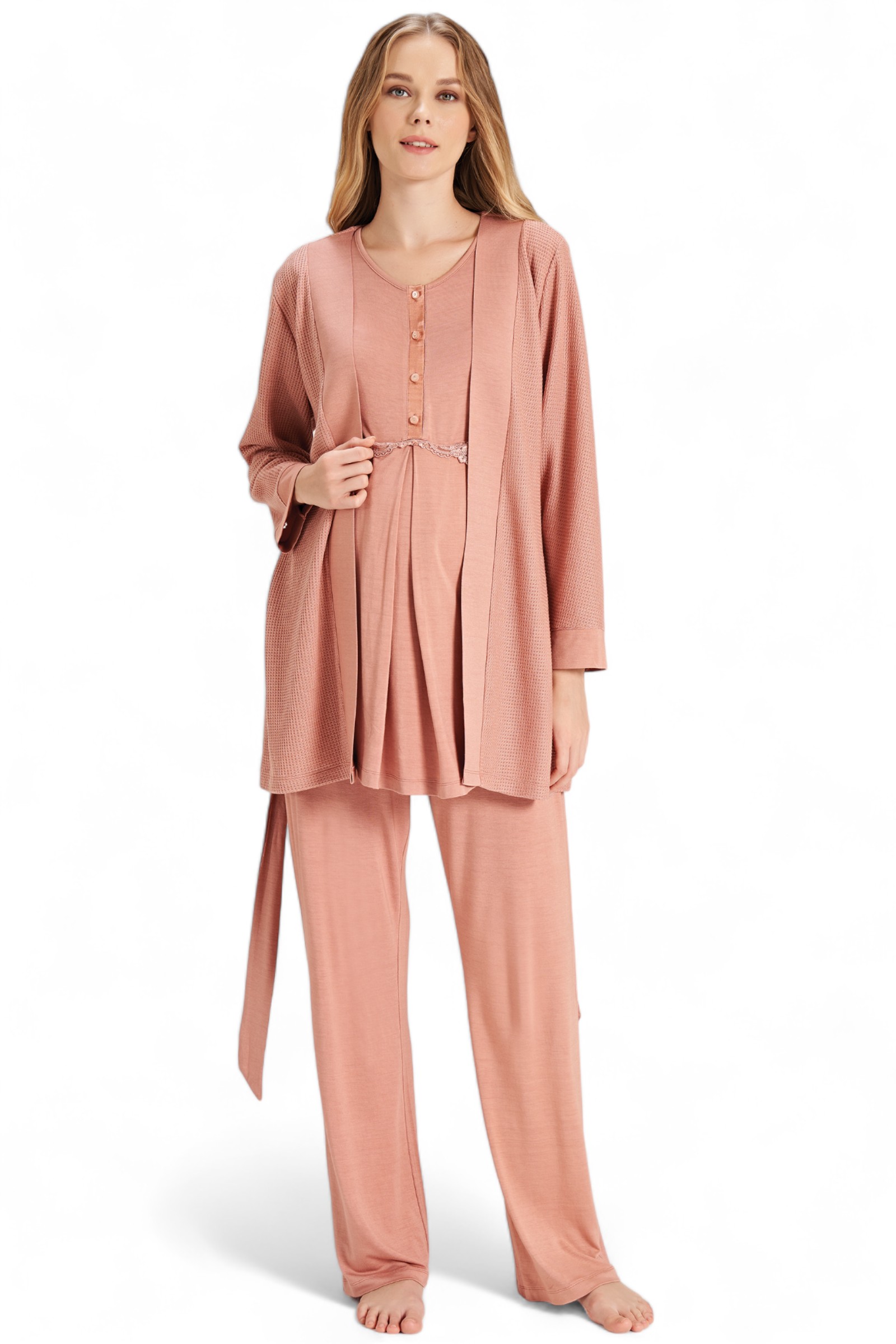 Πιτζάμα εγκυμοσύνης με ρόμπα Fayza Simply Amazing FZA5076-Σομόν φωτογραφία