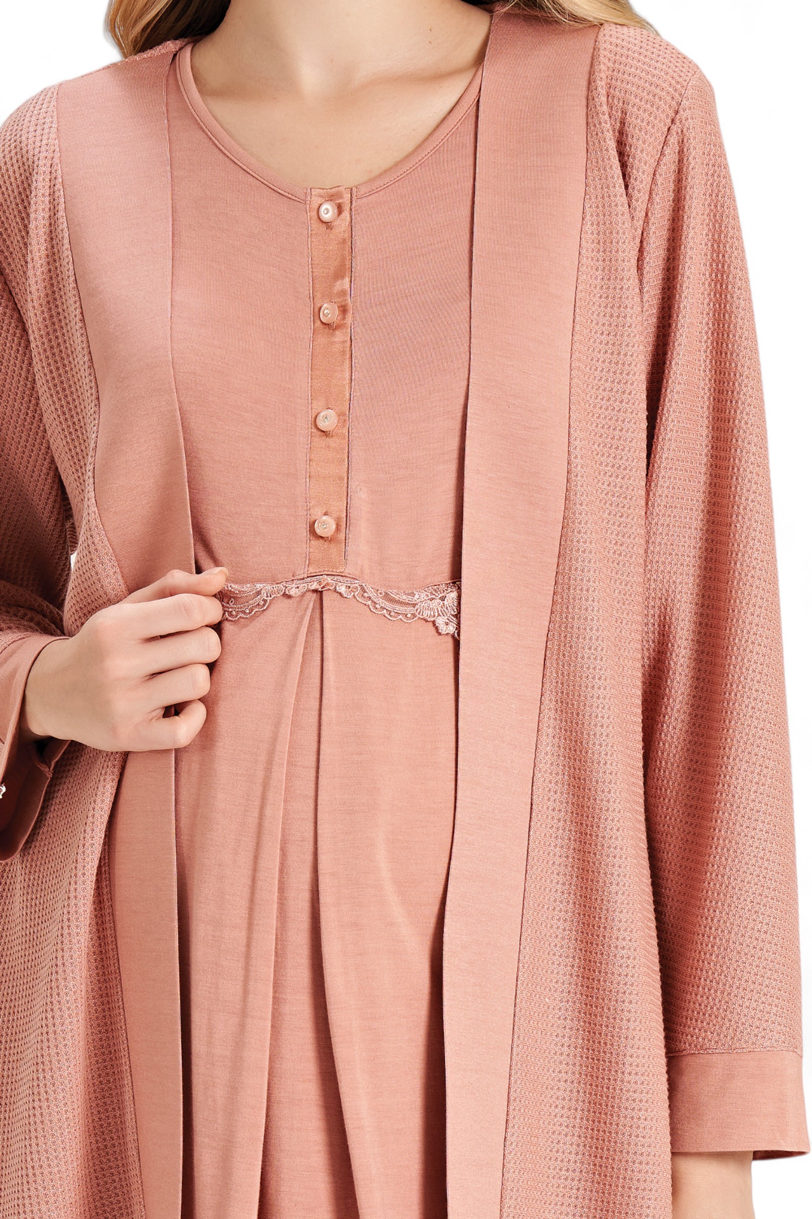 Πιτζάμα εγκυμοσύνης με ρόμπα Fayza Simply Amazing FZA5076-Σομόν φωτογραφία