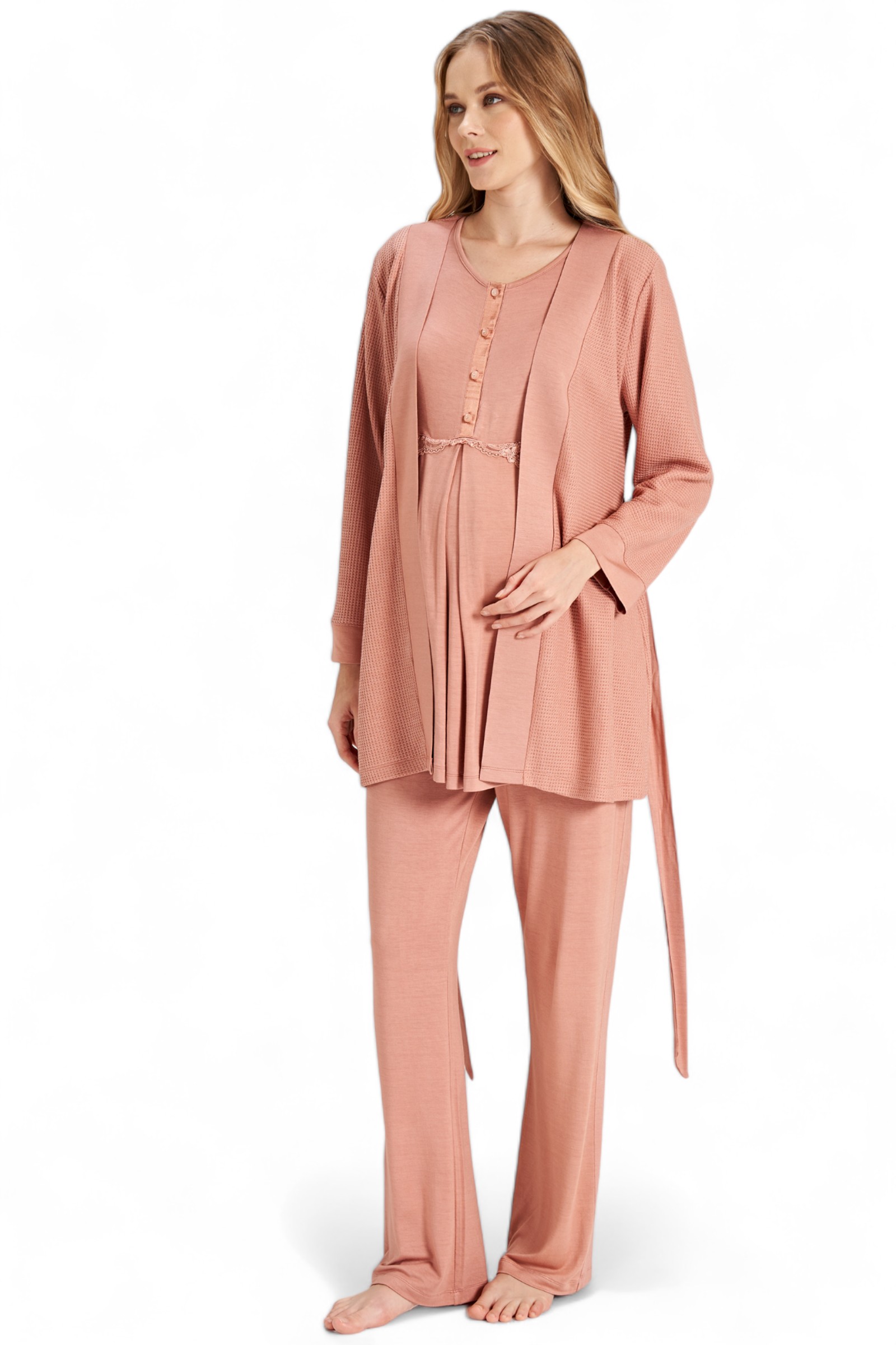 Πιτζάμα εγκυμοσύνης με ρόμπα Fayza Simply Amazing FZA5076-Σομόν φωτογραφία
