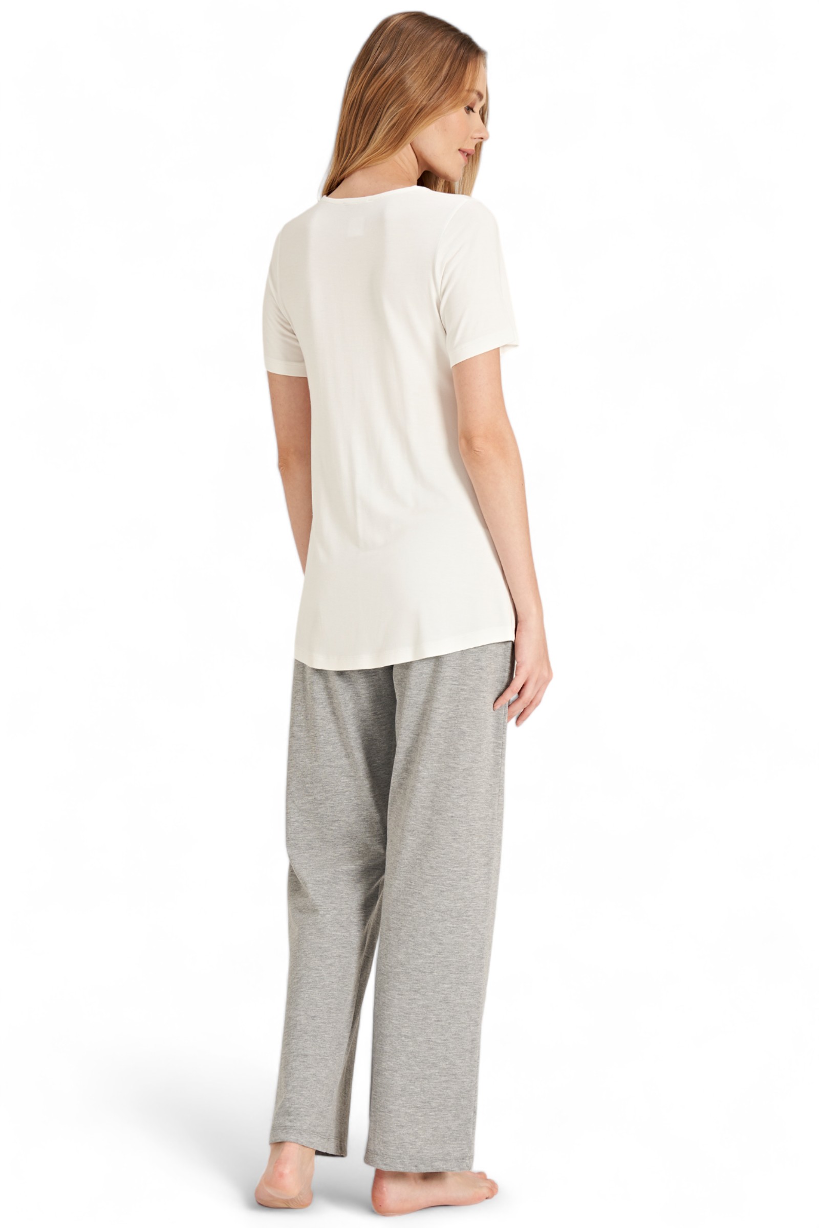 Πιτζάμα εγκυμοσύνης με ρόμπα Fayza Pastel Love Hearts FZA5080-Γκρι φωτογραφία