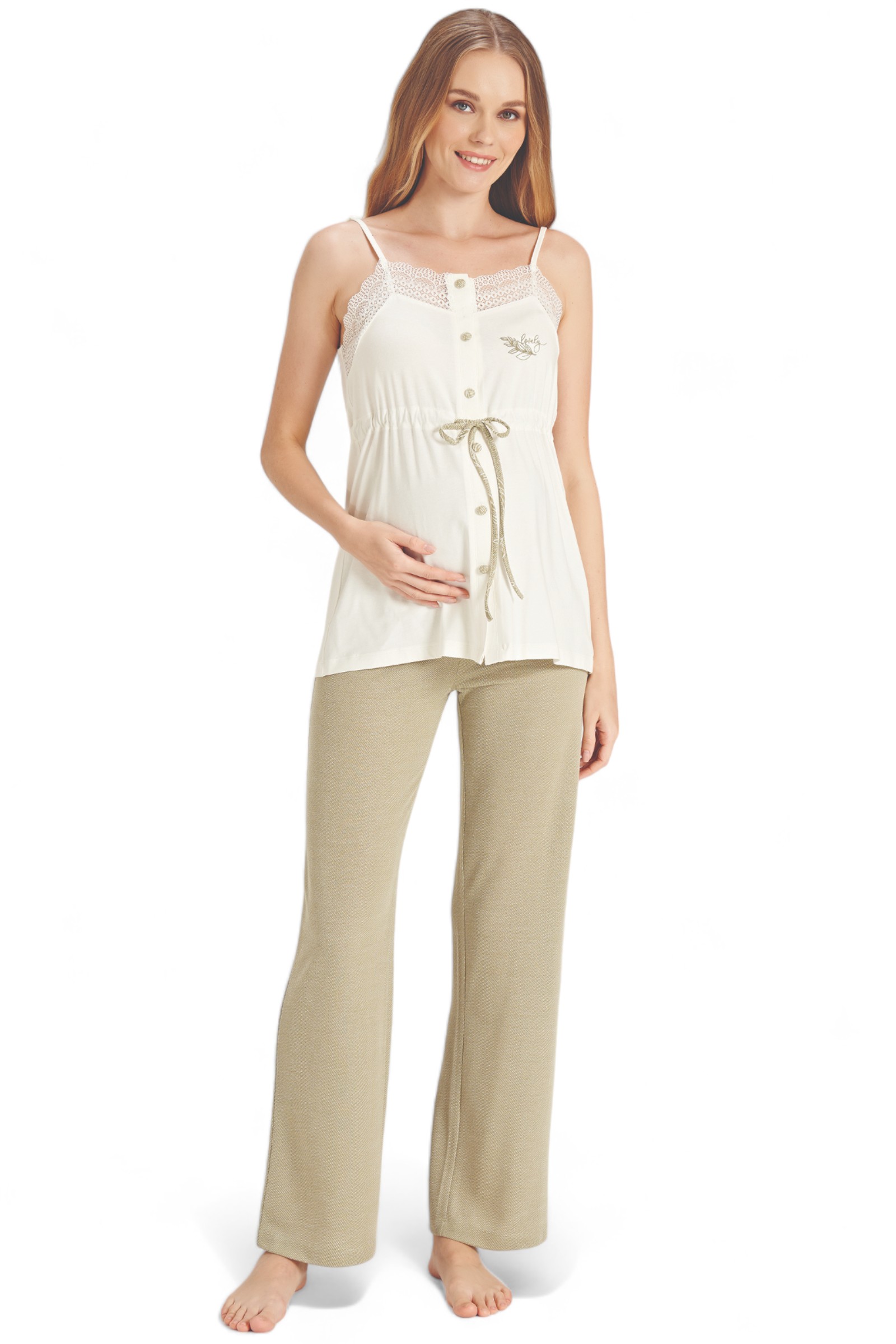 Πιτζάμα εγκυμοσύνης με ρόμπα Fayza Extra Soft FZA5075-Πράσινο φωτογραφία