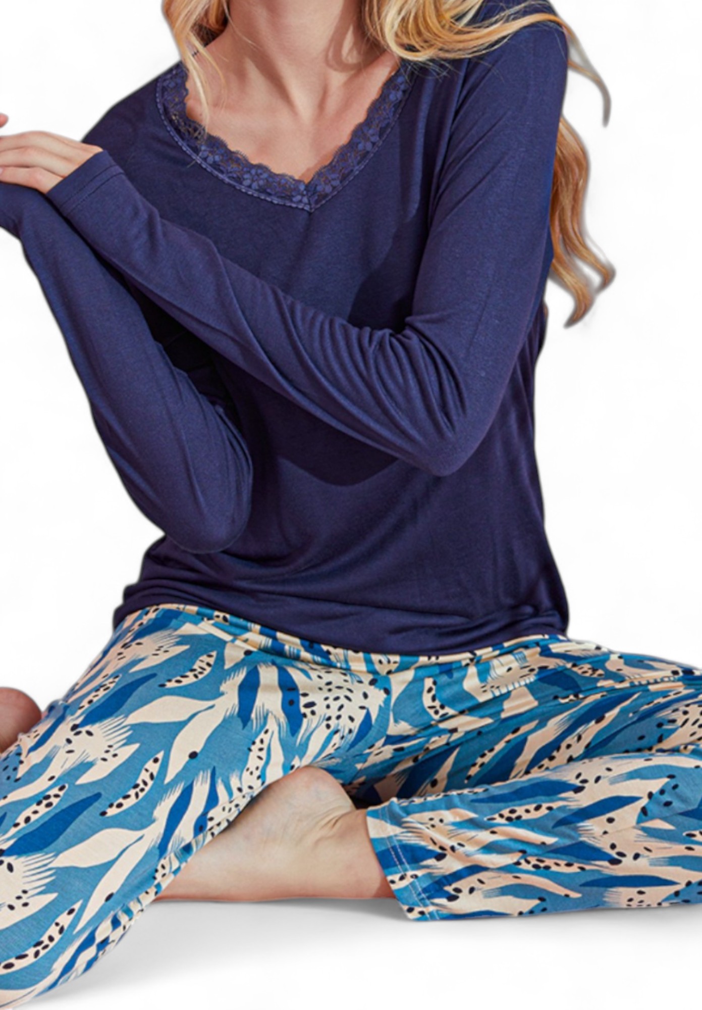 Πιτζάμα γυναικεία Modal PijaMood Blue PJMD5019-Μπλε φωτογραφία