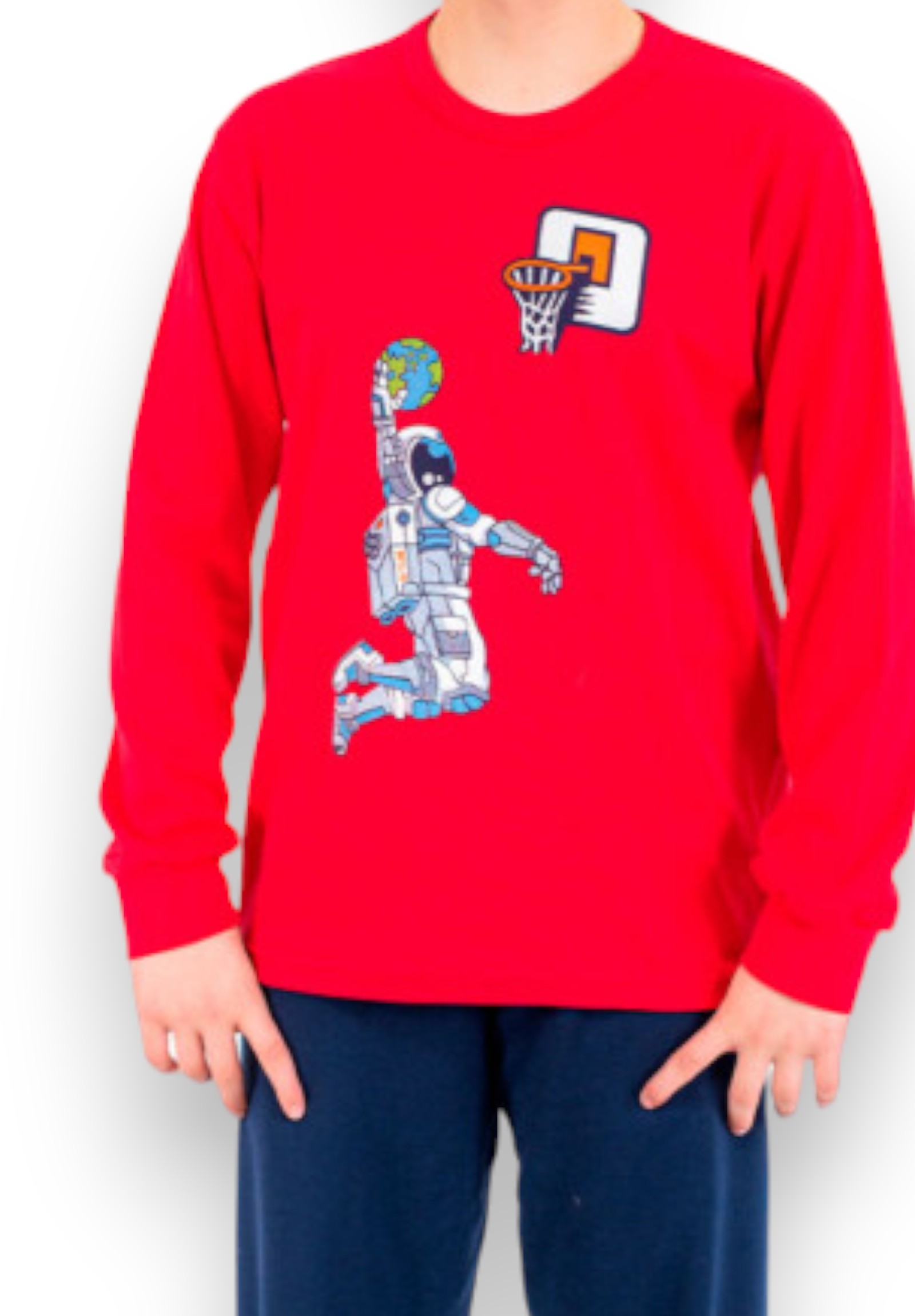 Πιτζάμα εφηβική Nina Club Space Basket Red NC510-24-01-Κόκκινο φωτογραφία