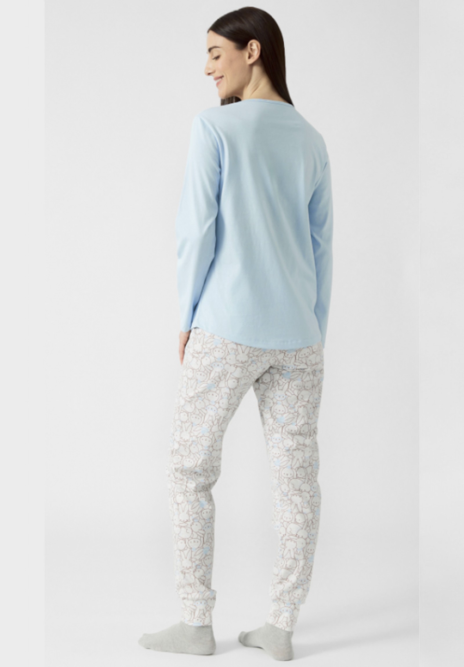 Minerva Γυναικεία Πιτζάμα Allover Bunny Σιελ 90-53001-620-Γαλάζιο φωτογραφία