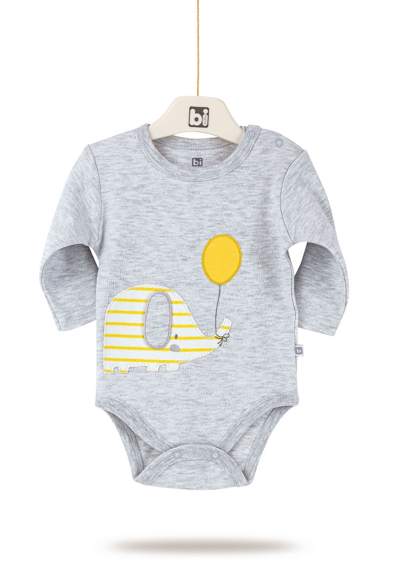 Bi Baby Κορμάκι βρεφικό μακρύ μανίκι Grey Elephant 56733