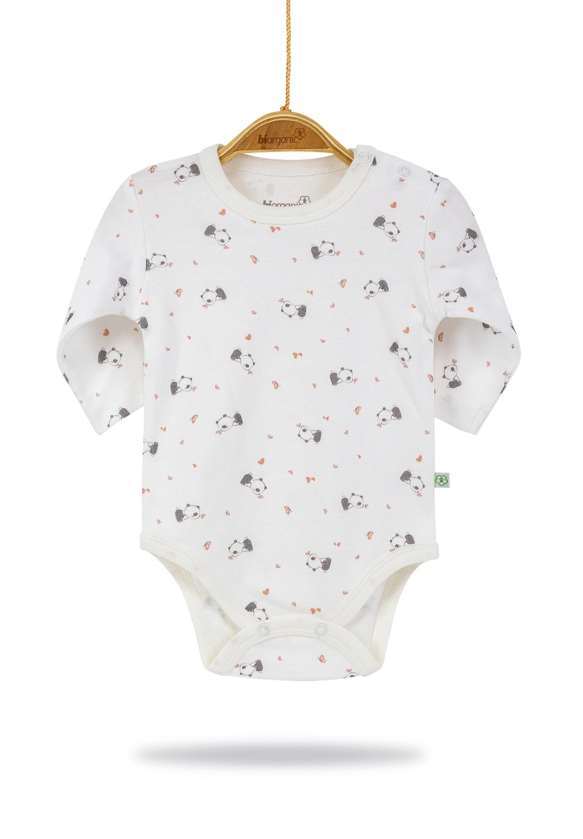 Biorganic Κορμάκι μακρύ μανίκι Pink Panda 56773