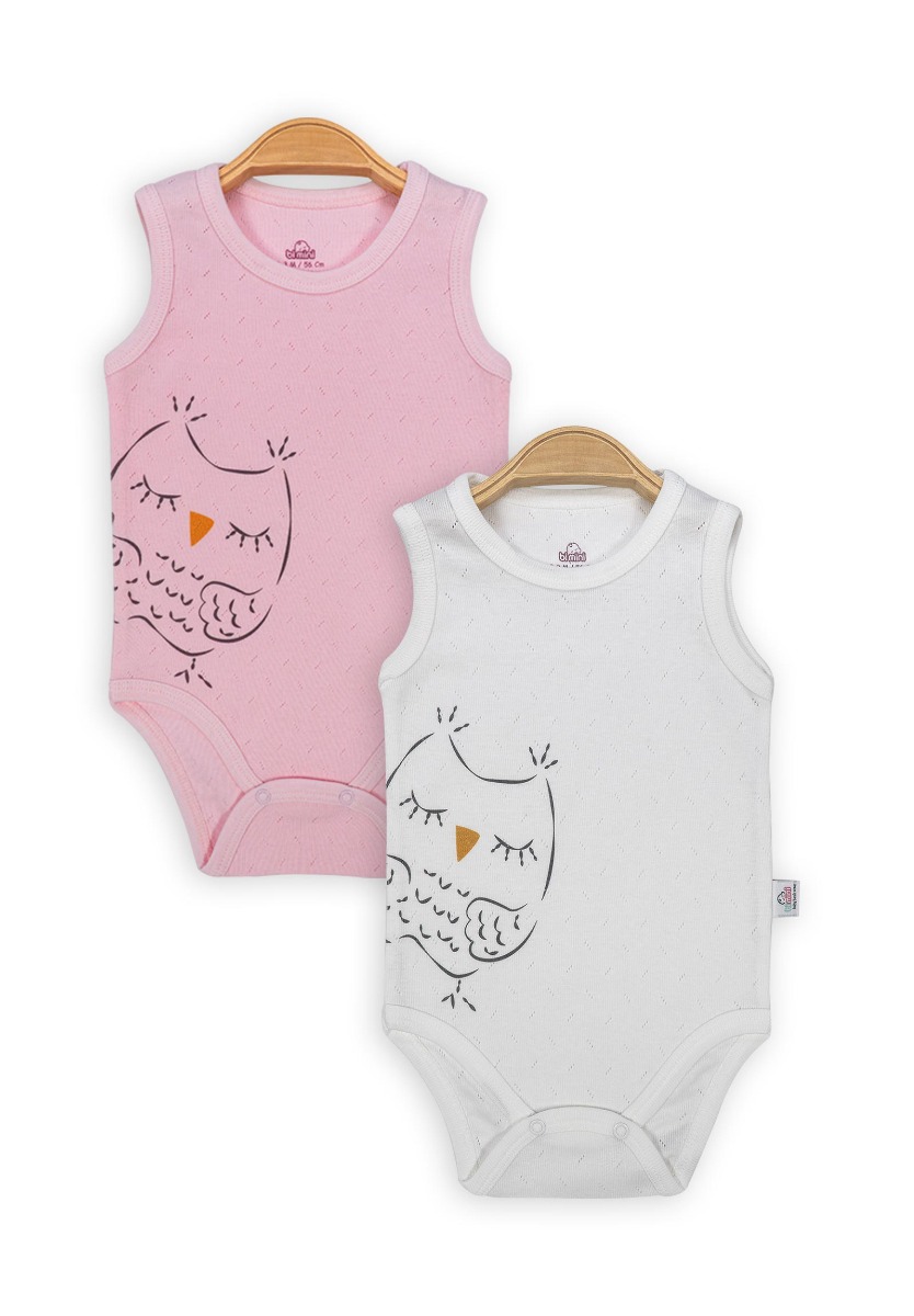 Bimini Κορμάκια βρεφικά αμάνικα Pink Owl 2 Τεμ. 56779