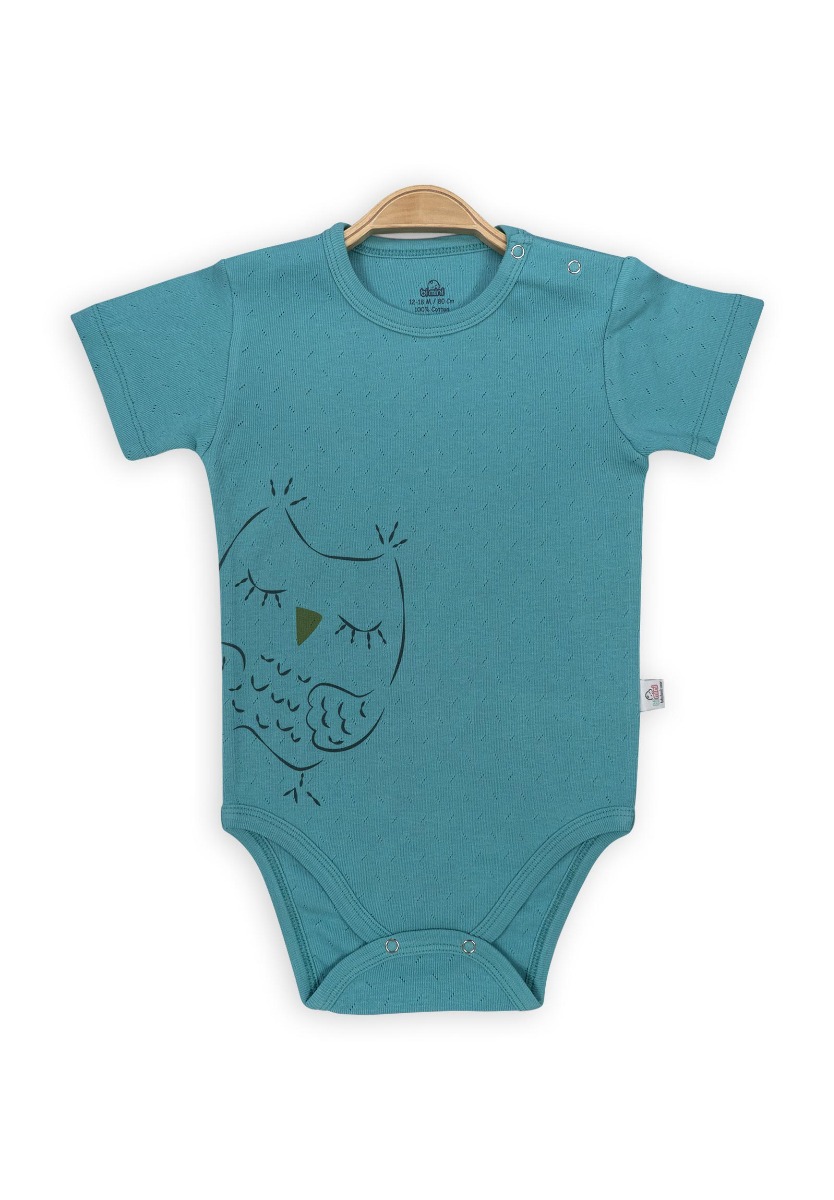 Bimini Κορμάκι βρεφικό κοντό μανίκι πετρόλ Owl 56780