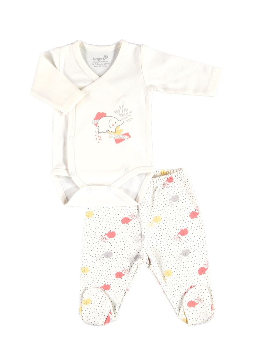 Biorganic Σετ βρεφικό κορμάκι - παντελόνι Biorganic Elephant Magic 56840