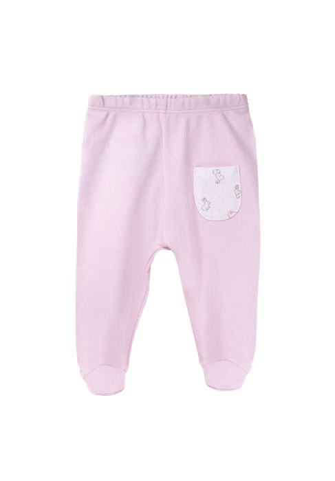 Biorganic Παντελονάκι βρεφικό με κλειστό ποδαράκι Pink Rabbit 57493