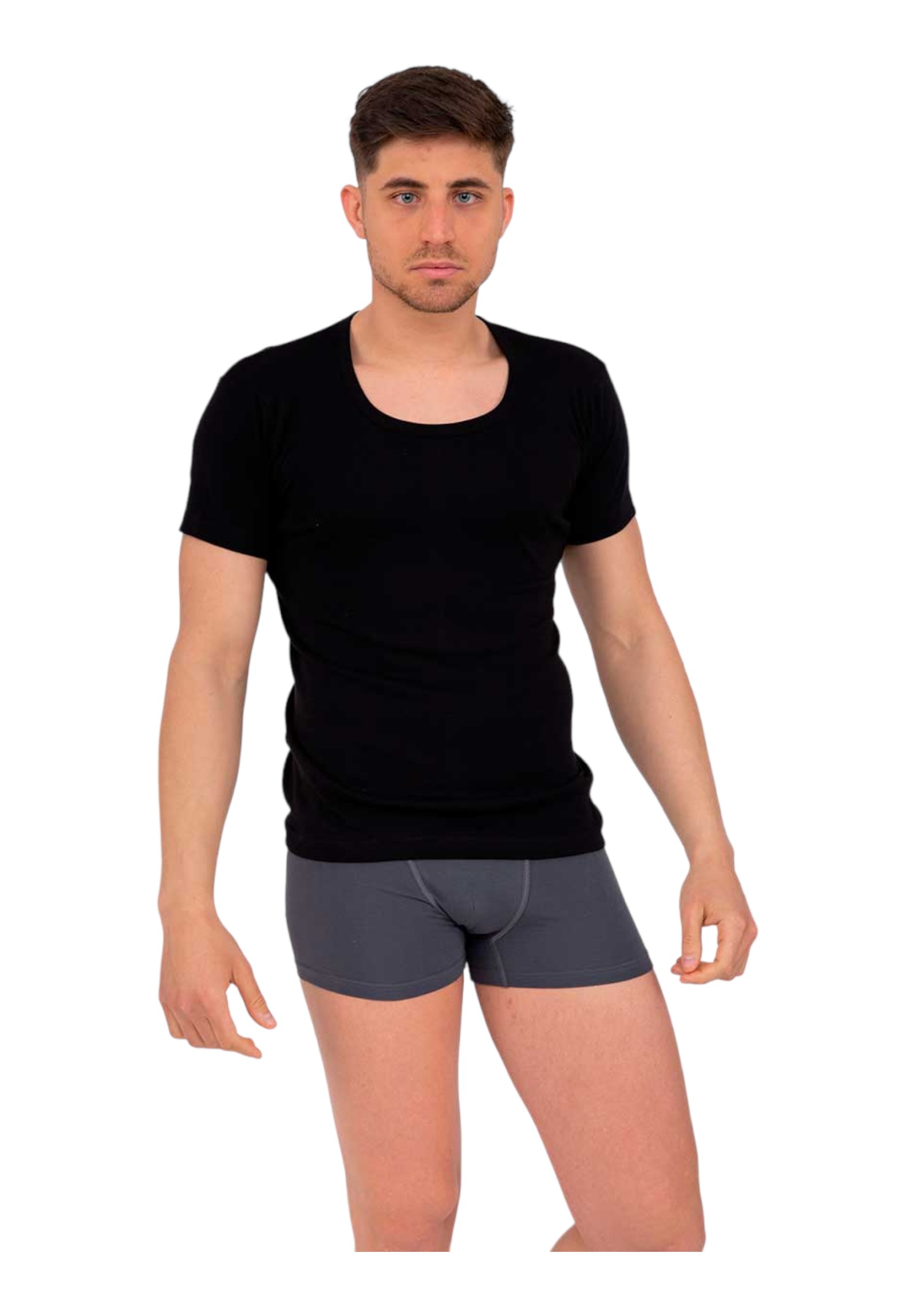 Φανελάκι κοντομάνικο Nina Club με ανοιχτή λαιμόκοψη 58NC-Μαύρο φωτογραφία