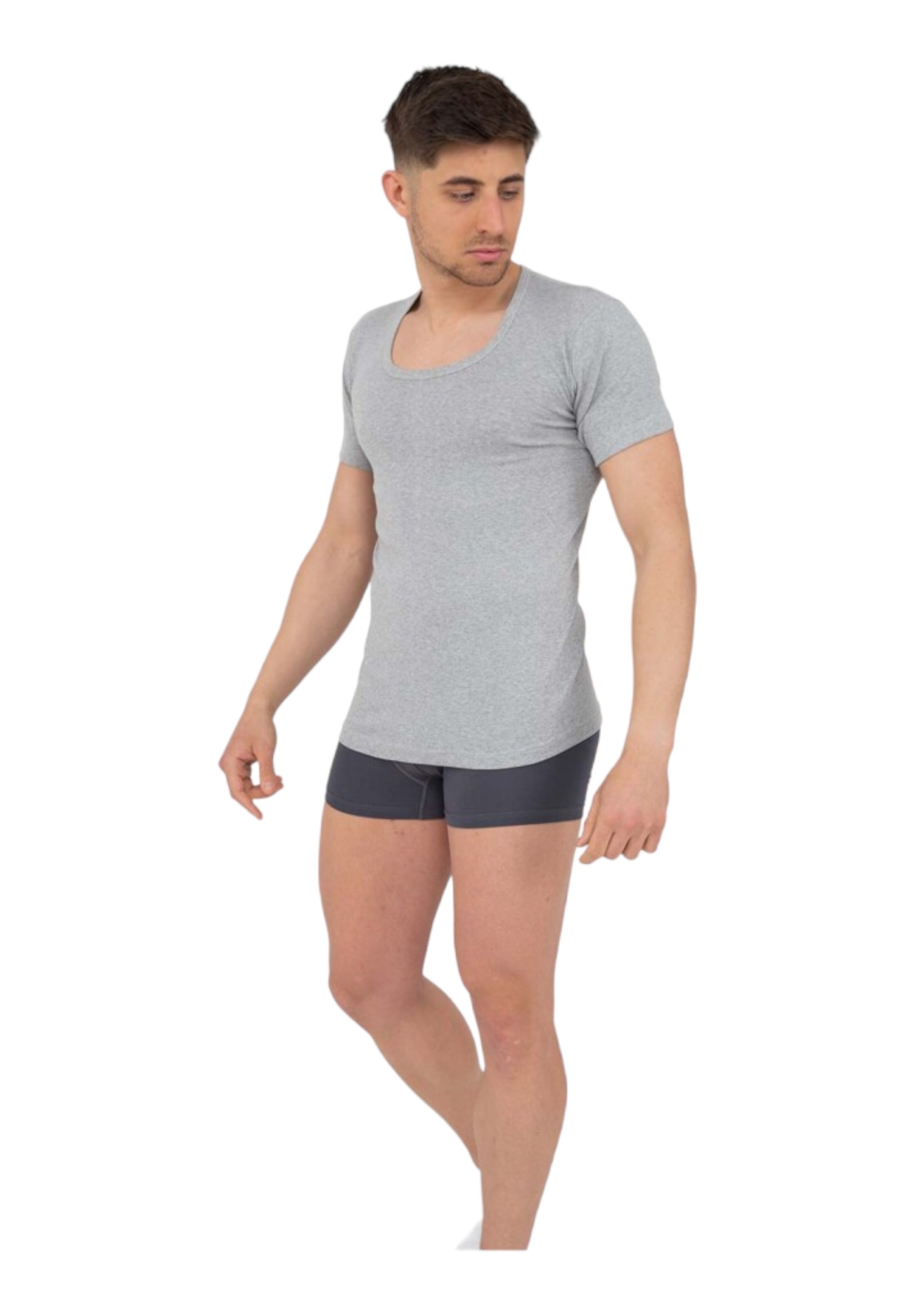 Φανελάκι κοντομάνικο Nina Club με ανοιχτή λαιμόκοψη 58NC-Γκρι φωτογραφία