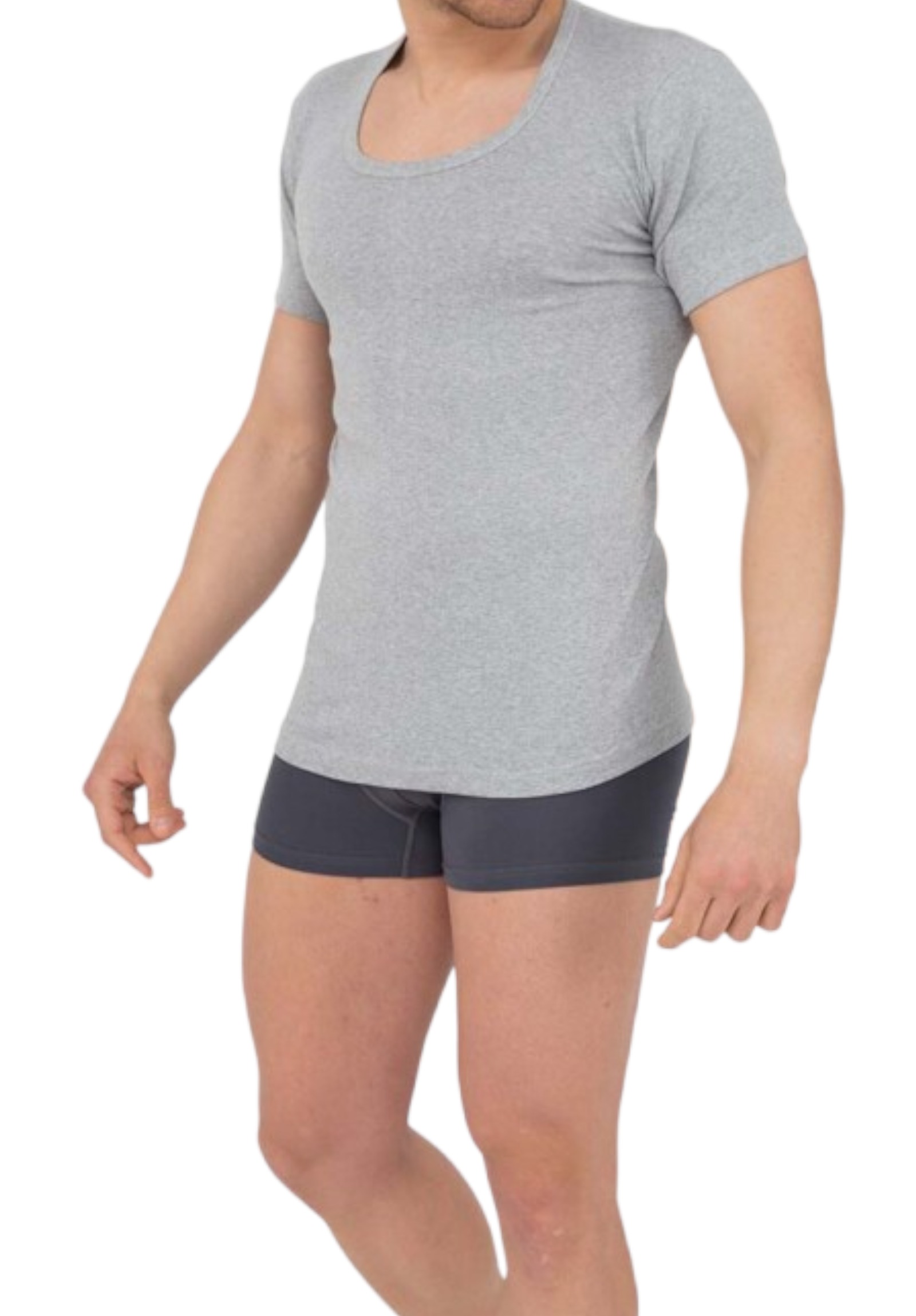 Φανελάκι κοντομάνικο Nina Club με ανοιχτή λαιμόκοψη 58NC-Γκρι φωτογραφία