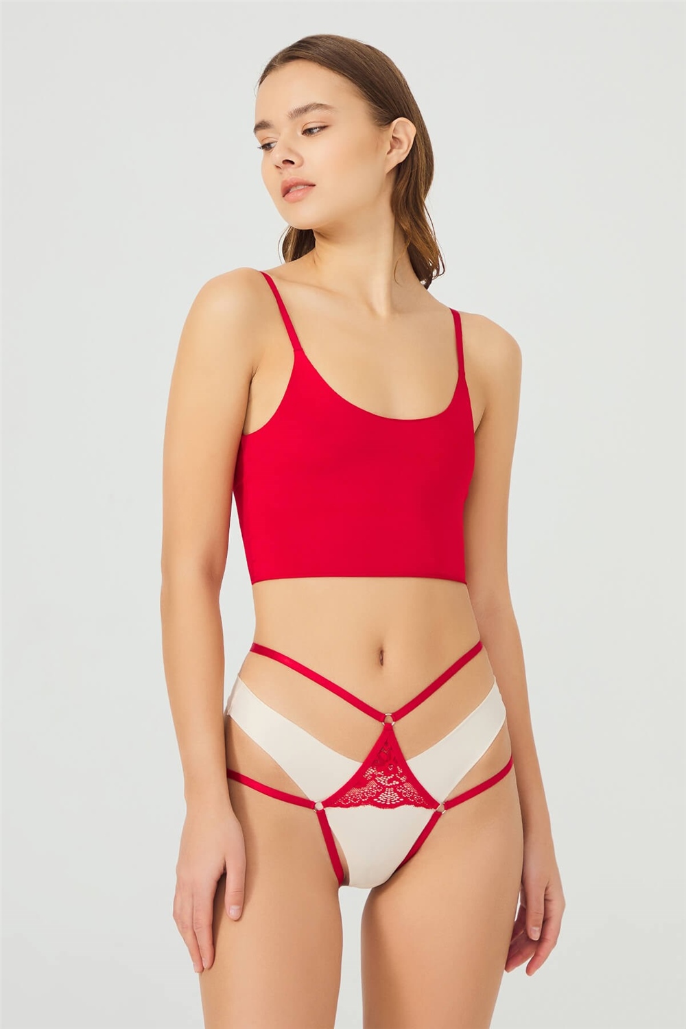  Στρινγκ με άνοιγμα και σχοινάκια Cottonhill Madelyn CH6014-Κόκκινο 2025