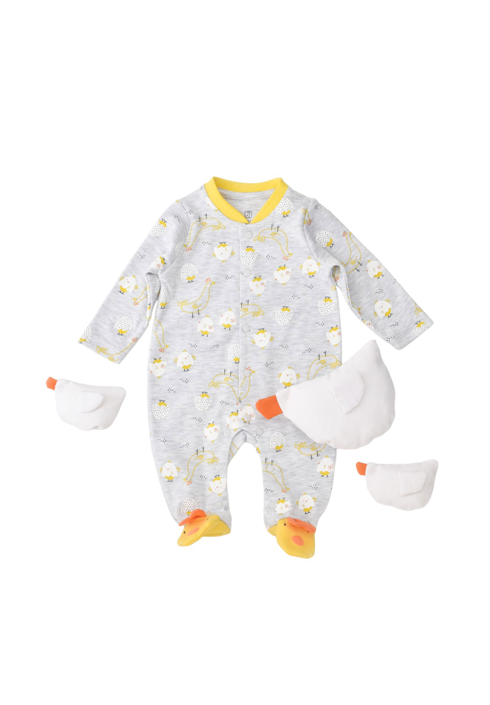 Bi Baby Φορμάκι βρεφικό με οργανικό βαμβάκι Bibaby Chick&Chick BB60654-Γκρι